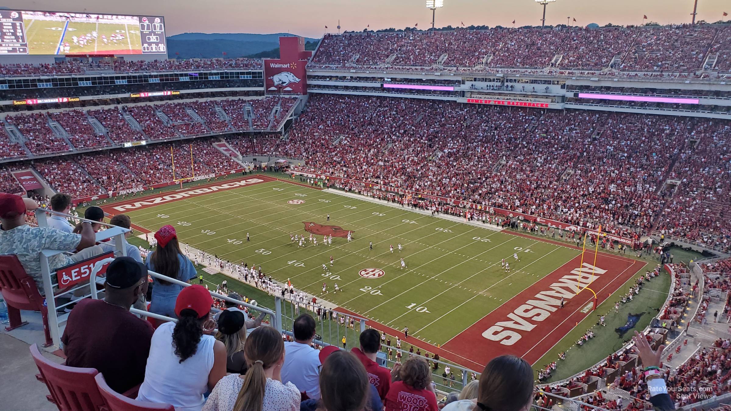 section 518-2, row 1 seat view  - razorback stadium