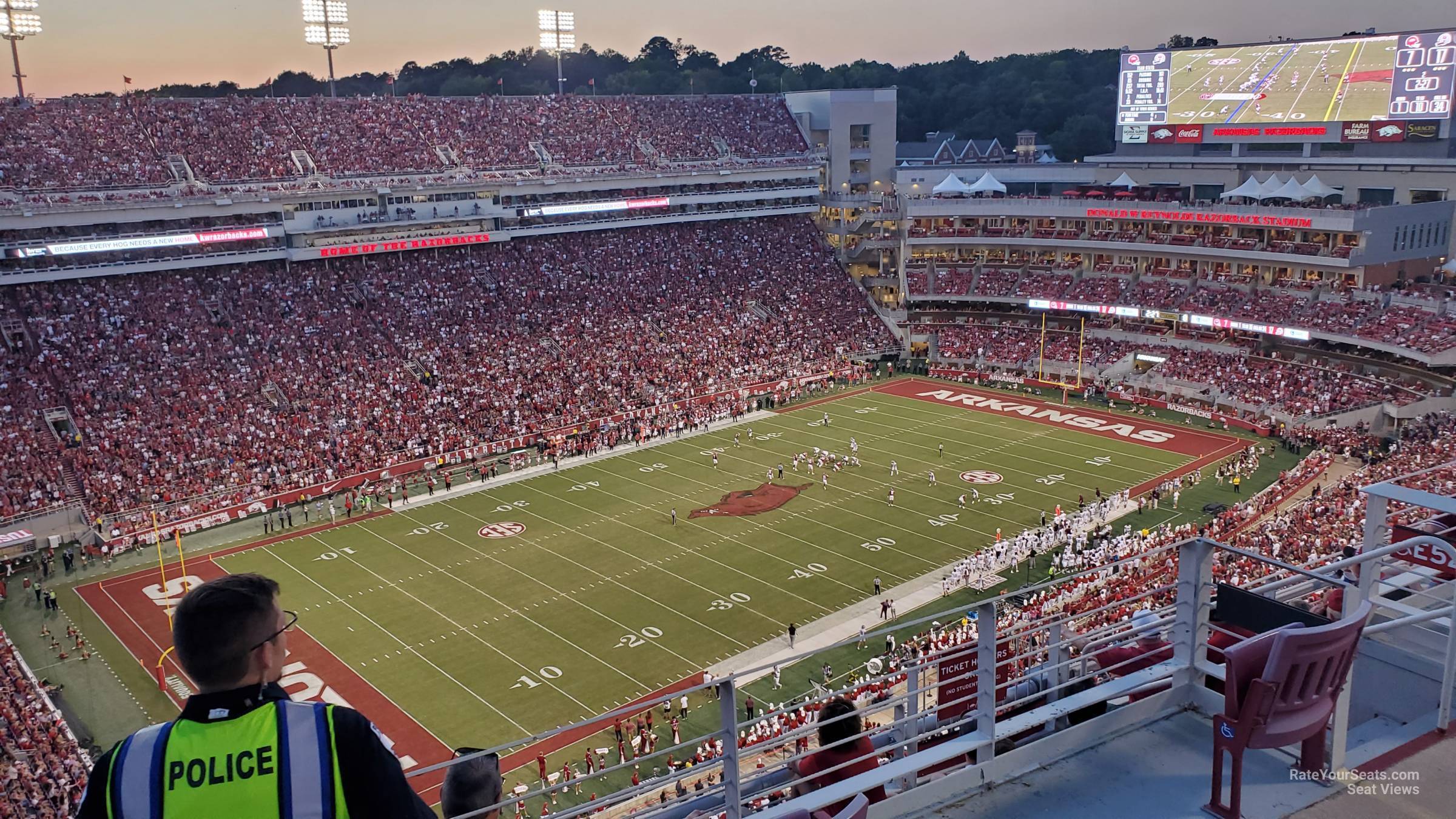 section 527-2, row 1 seat view  - razorback stadium