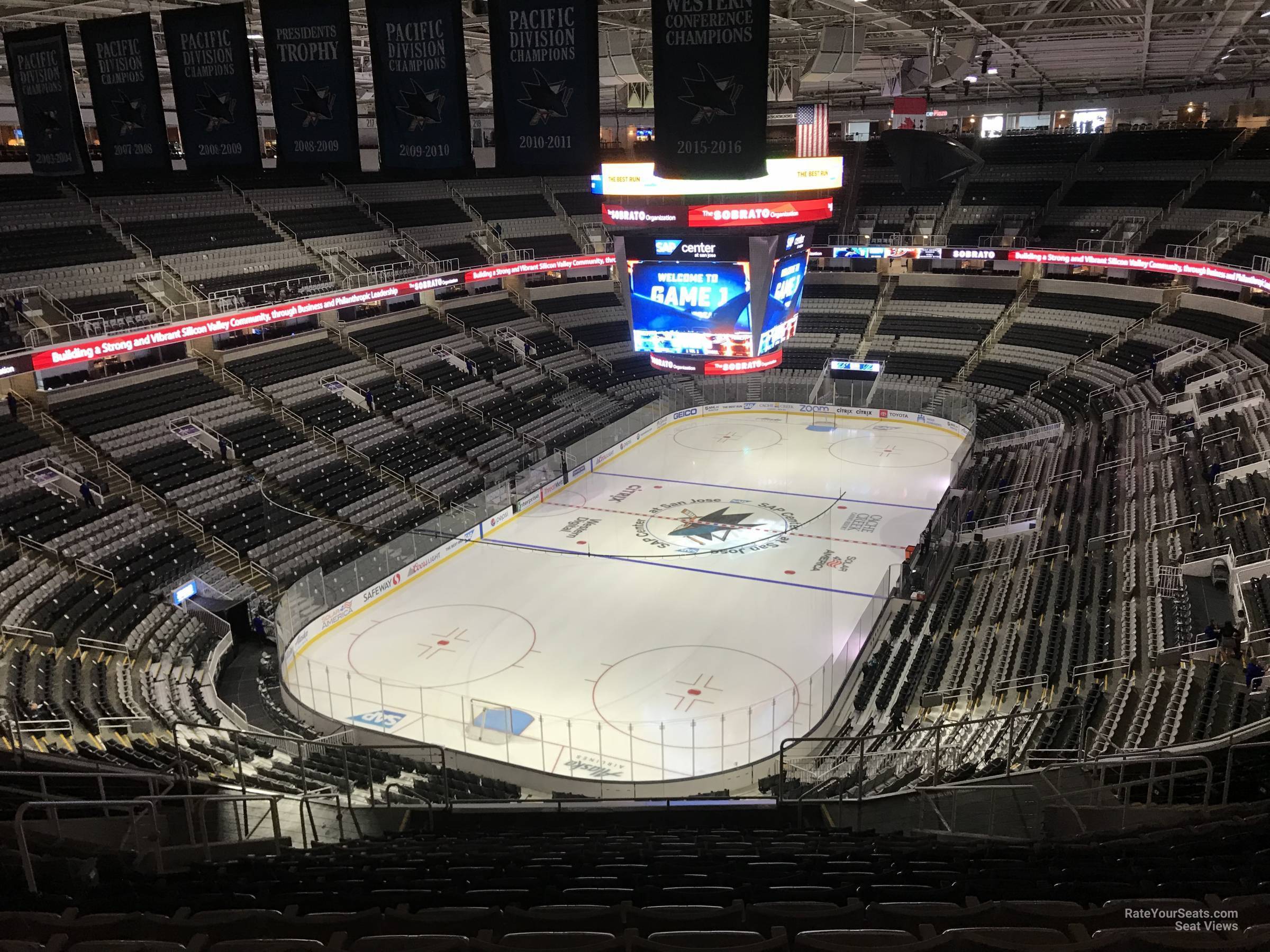 section 206, row 20 seat view  for hockey - sap center