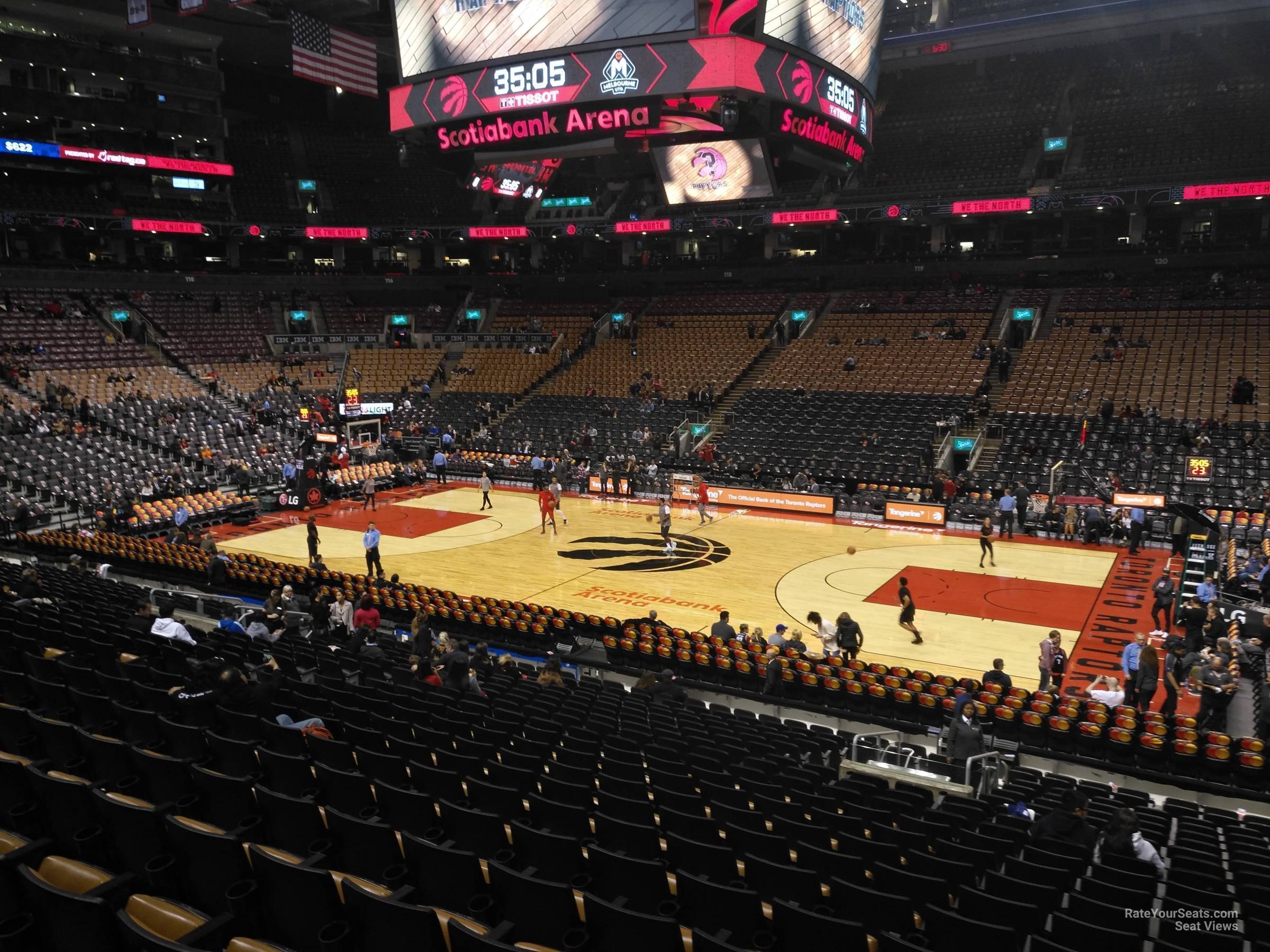 section 107, row 28 seat view  for basketball - scotiabank arena