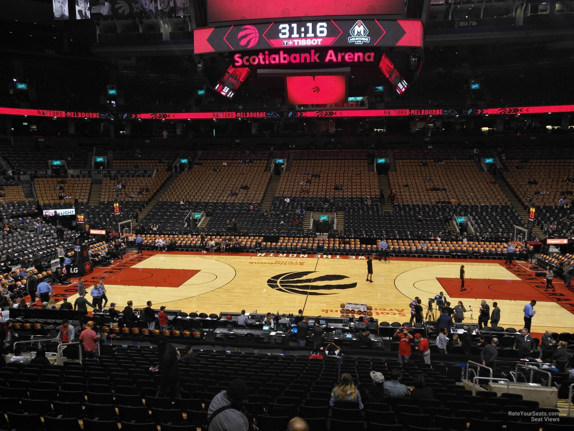 section 119, row 28 seat view  for basketball - scotiabank arena