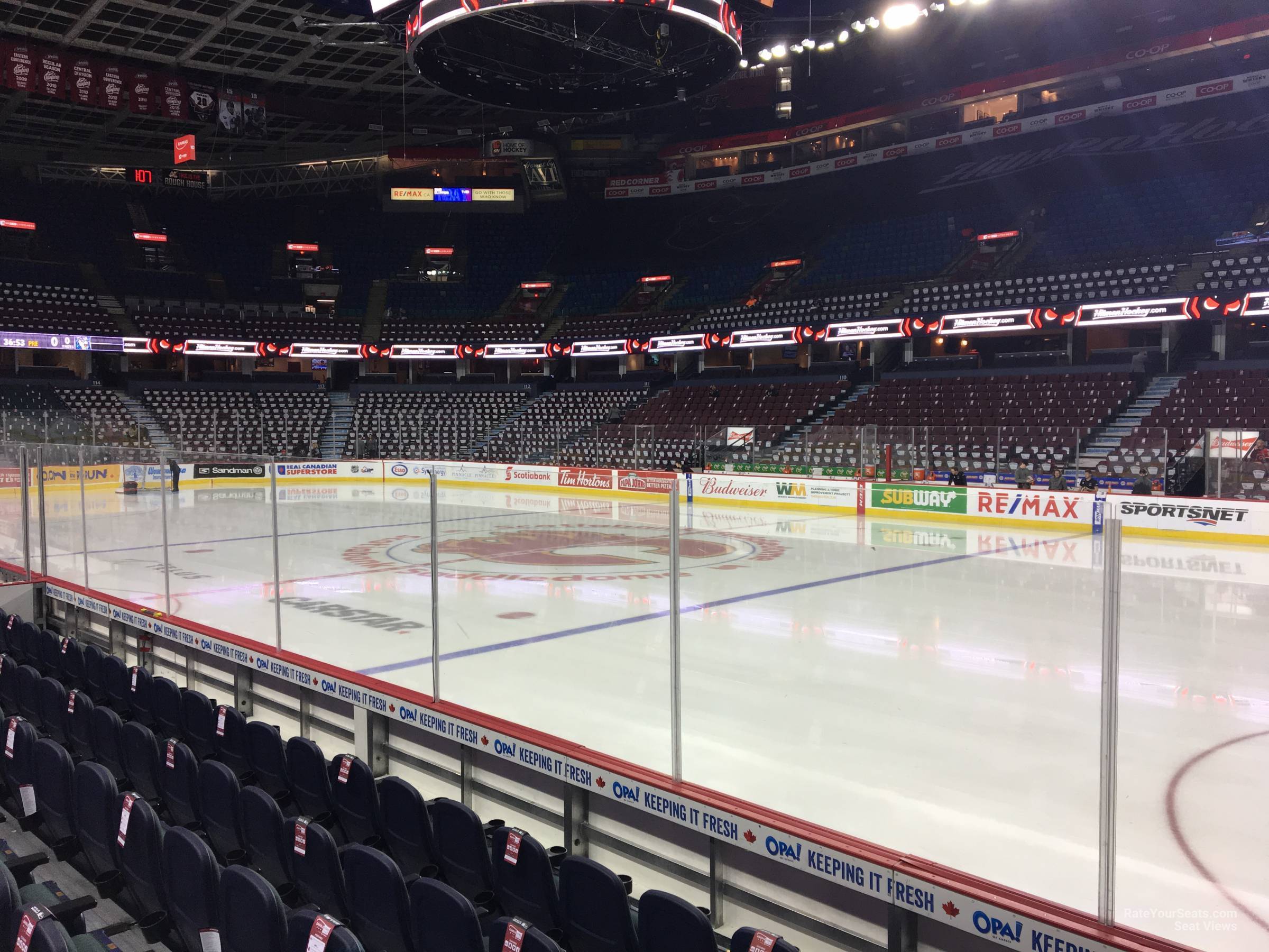 section 122, row 5 seat view for hockey - scotiabank saddledome