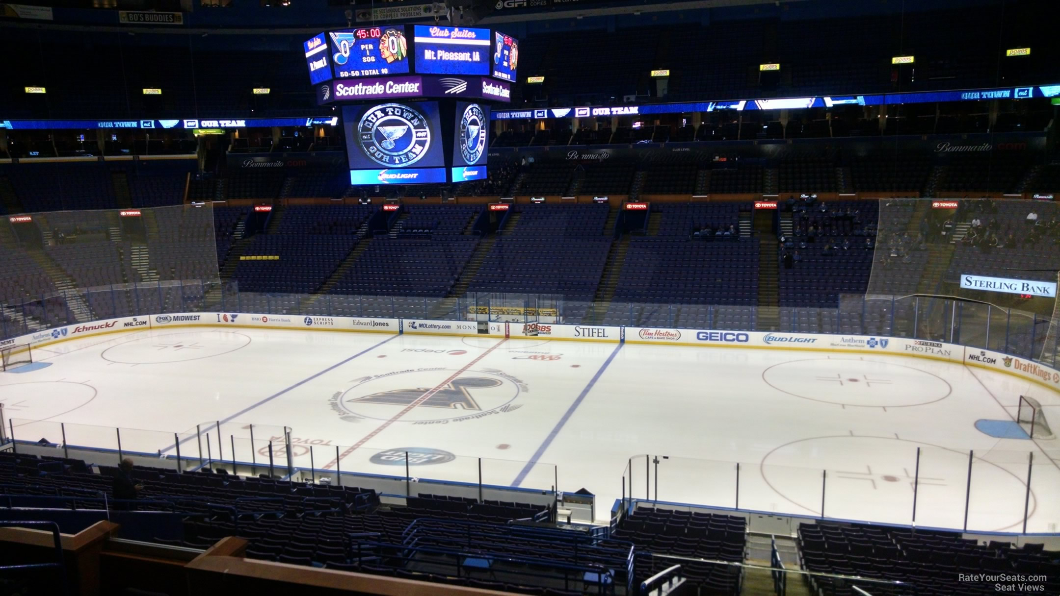 St. Louis Enterprise Center seating chart - St. Louis Blues NHL hockey game  arena stadium - Individual 'find my seat' locator showing how are seats &  rows numbered in VIP Glass rinkside