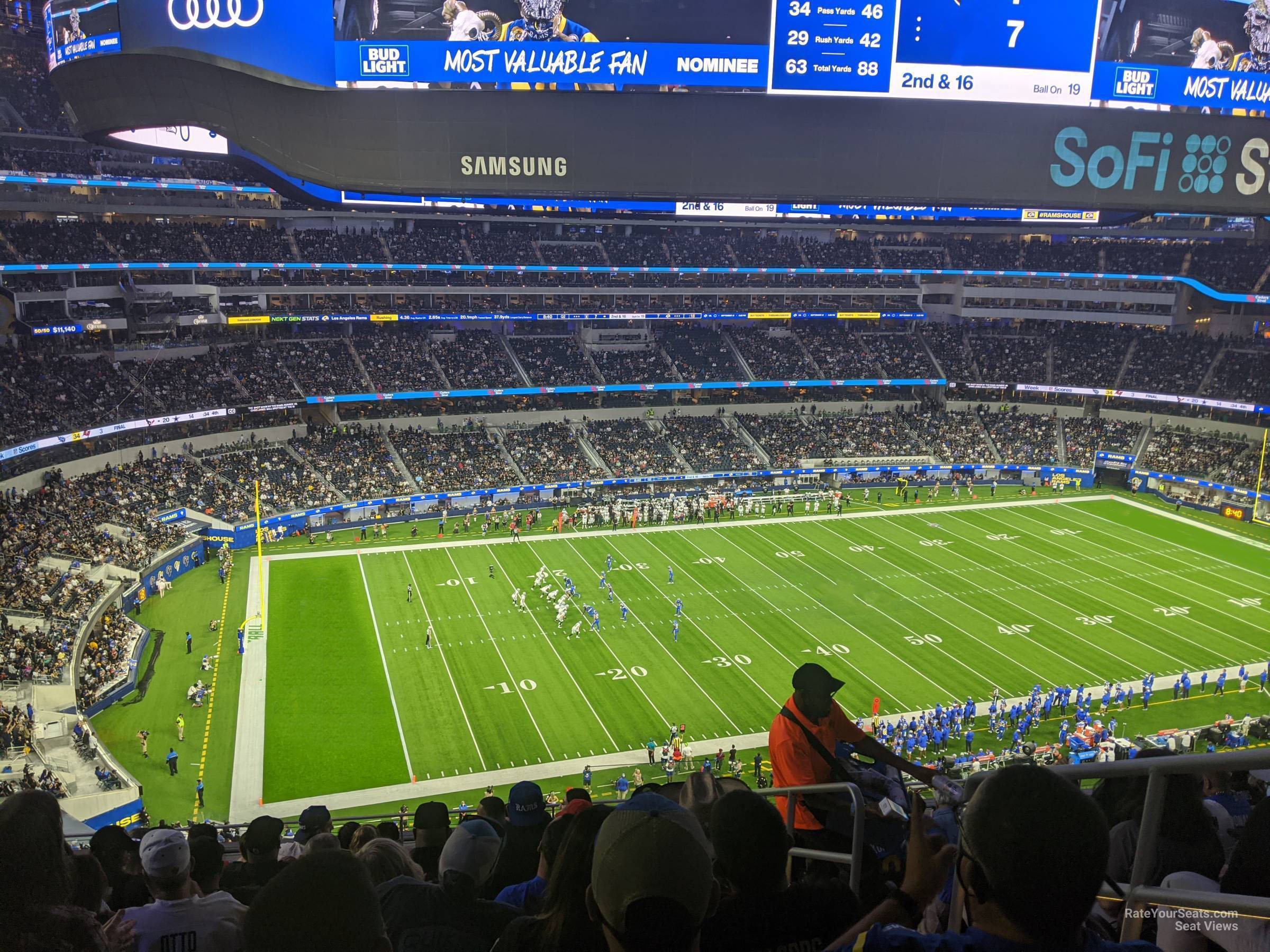 section 344 seat view  for football - sofi stadium