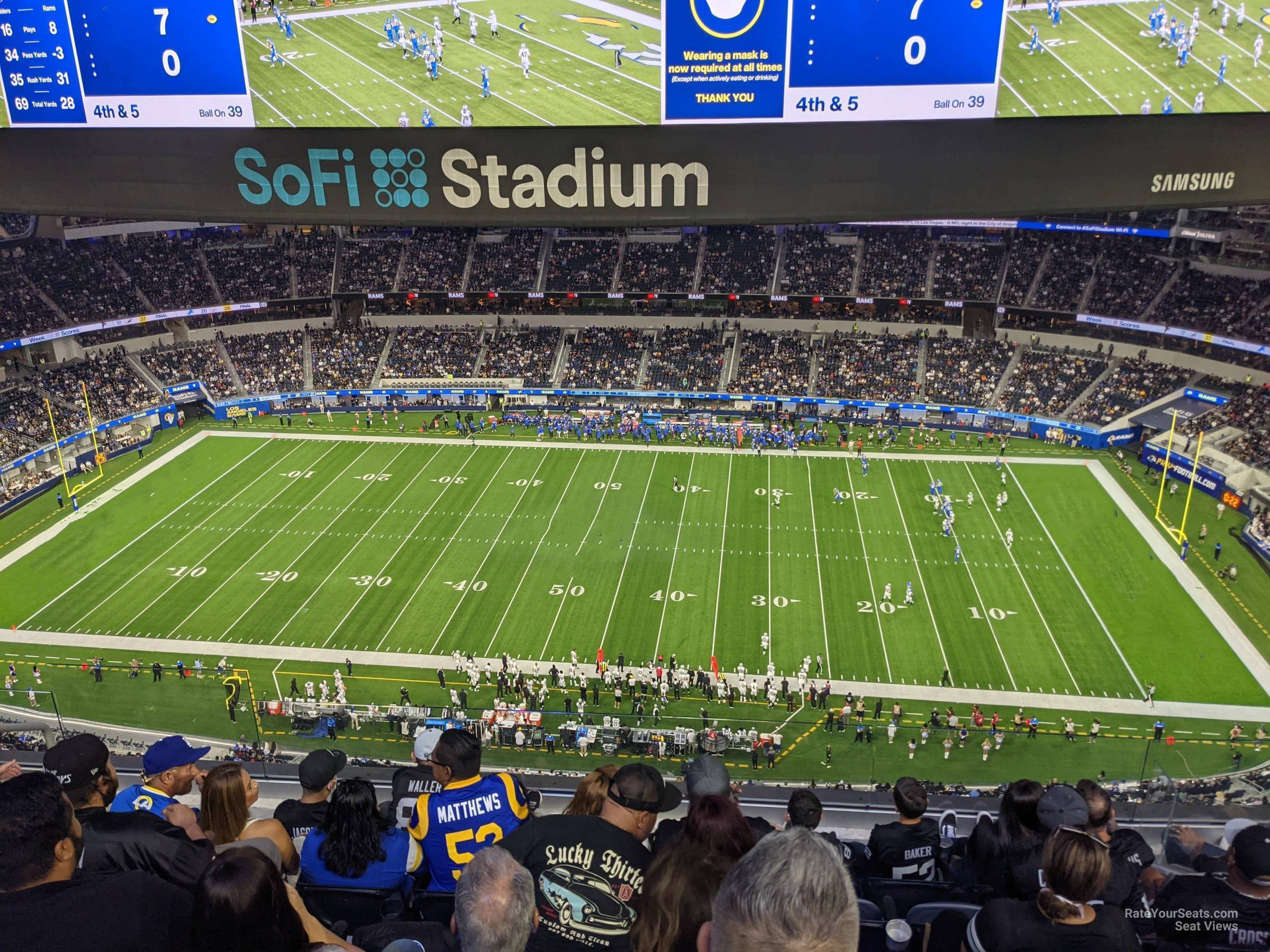 section 416, row 5 seat view  for football - sofi stadium