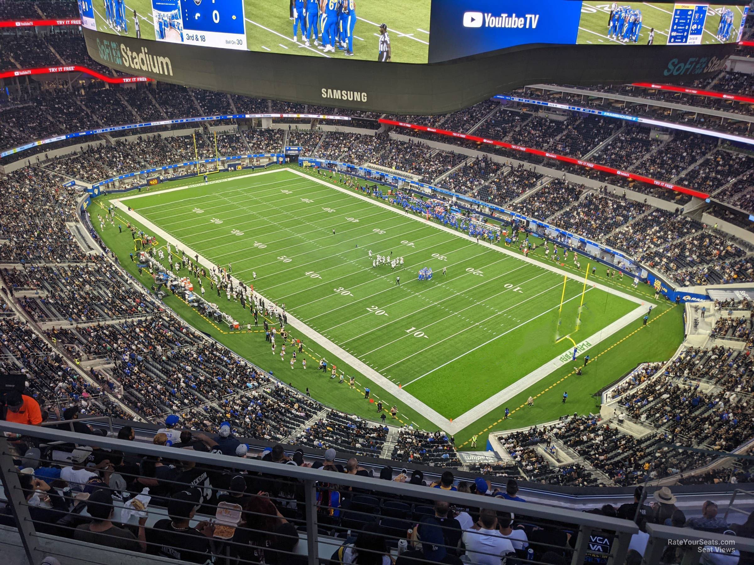 section 522, row 3 seat view  for football - sofi stadium