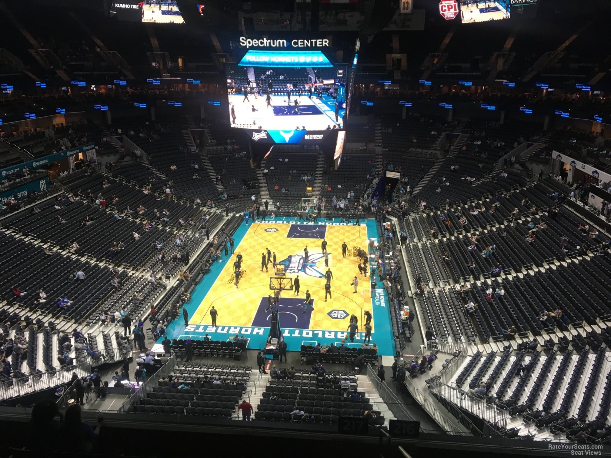 section 217, row d seat view  for basketball - spectrum center