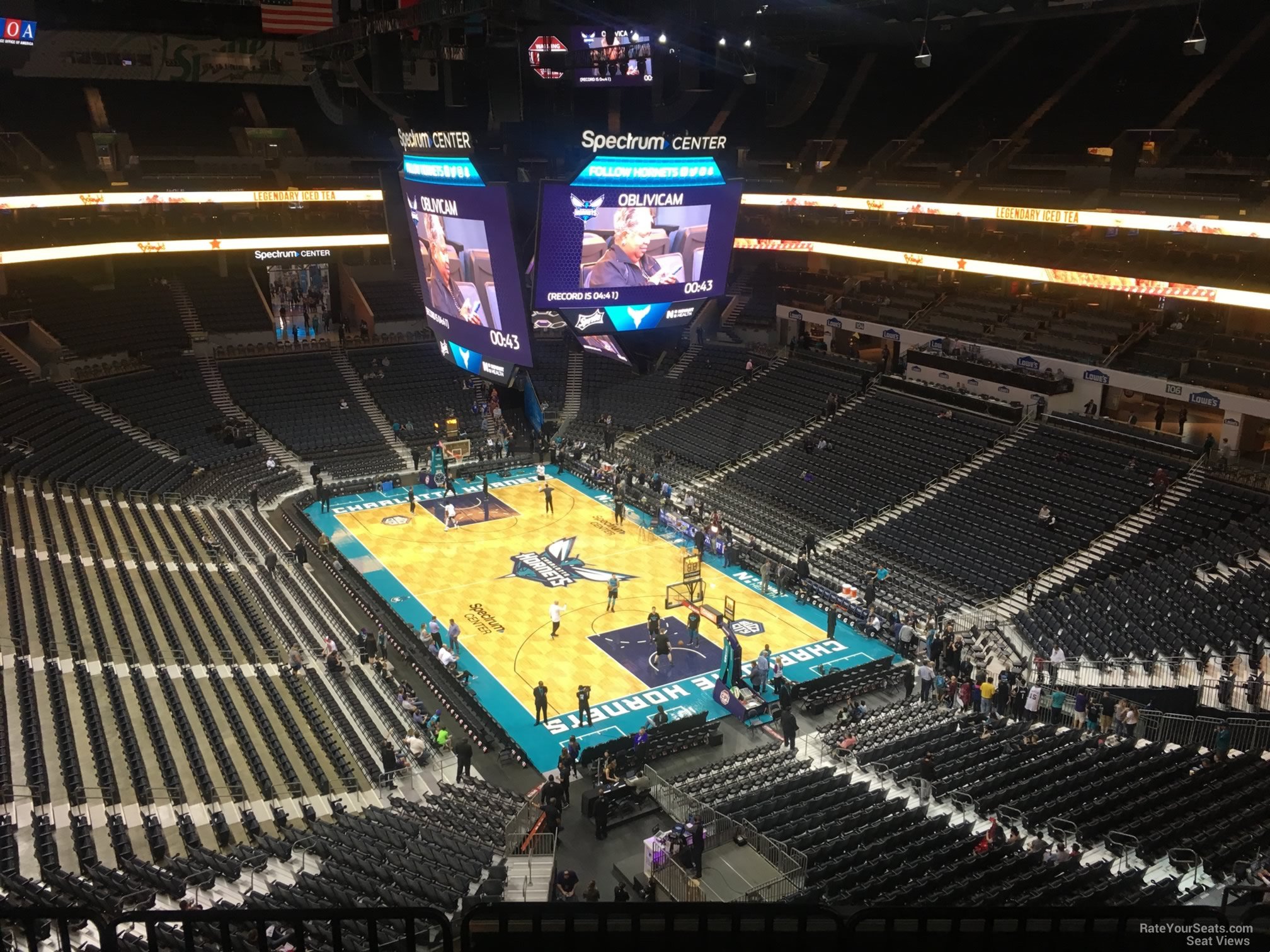 section 220, row f seat view  for basketball - spectrum center