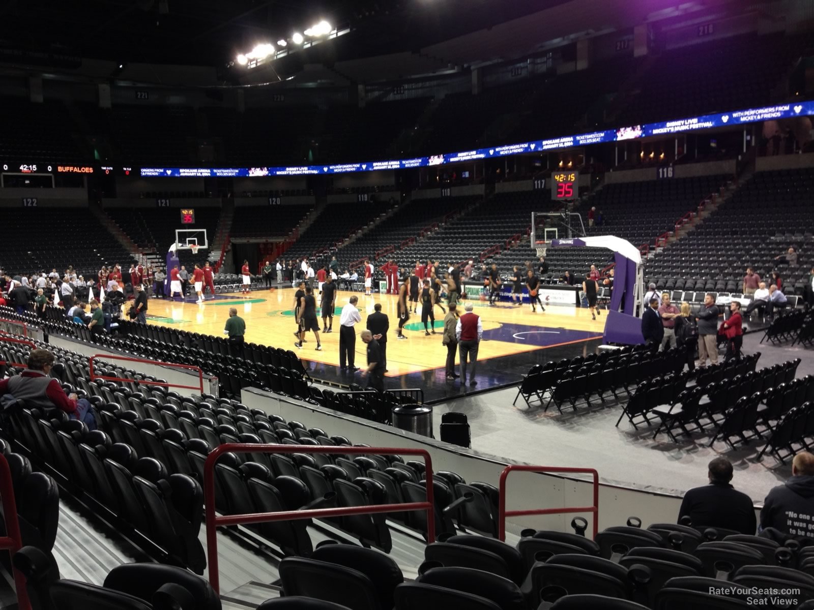 section 107, row j seat view  for basketball - spokane arena