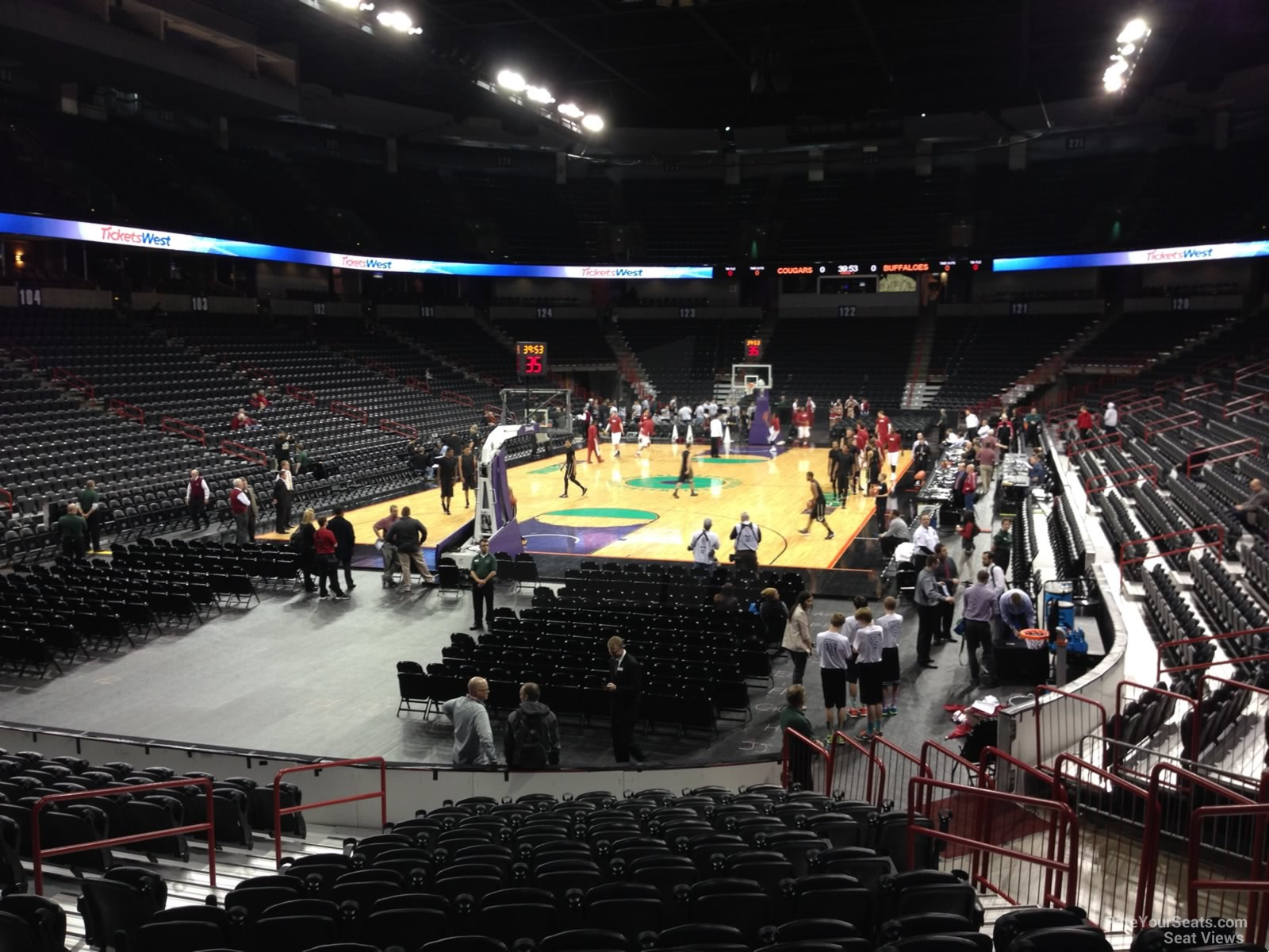 section 111, row p seat view  for basketball - spokane arena