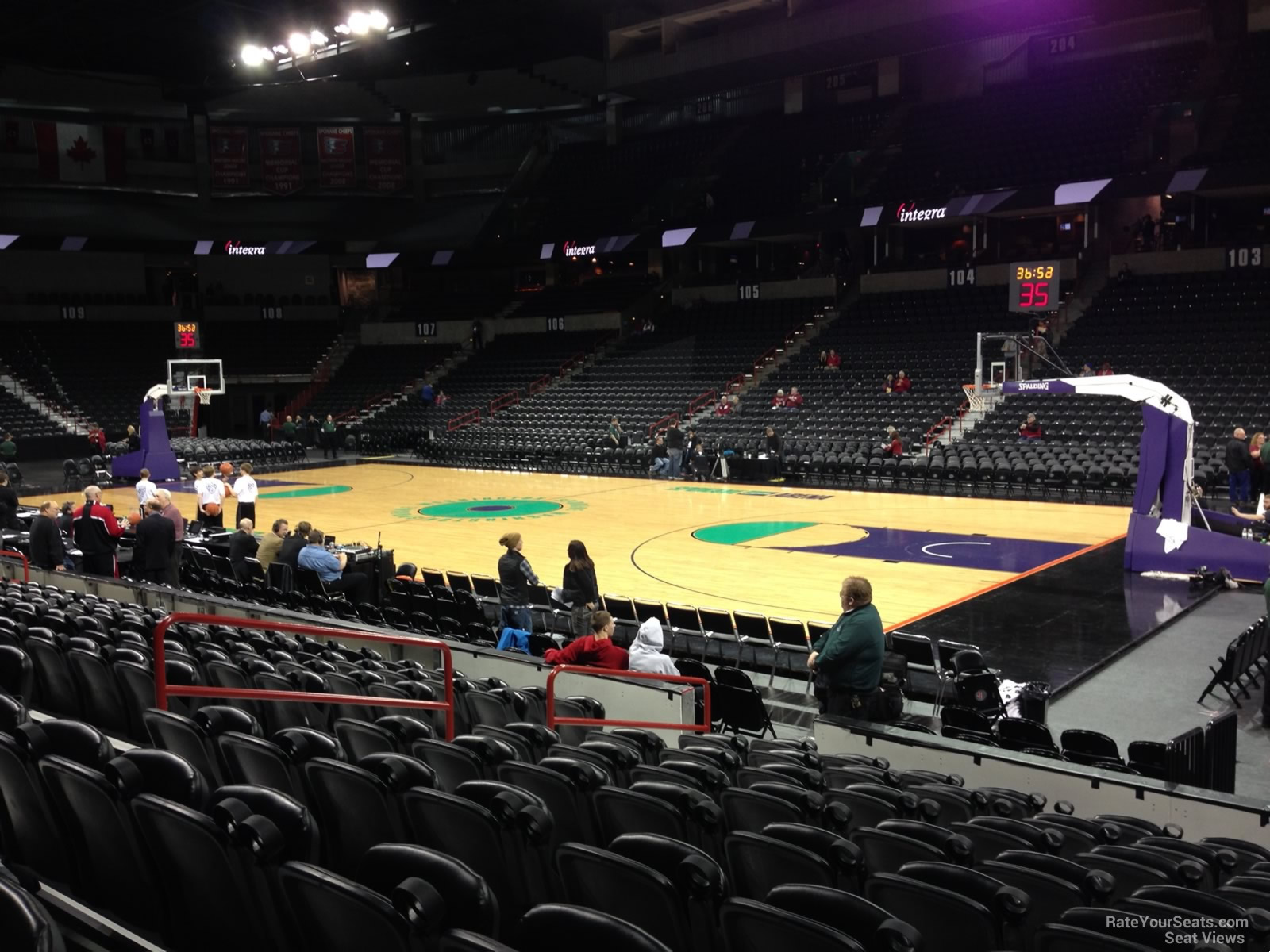 section 118, row j seat view  for basketball - spokane arena