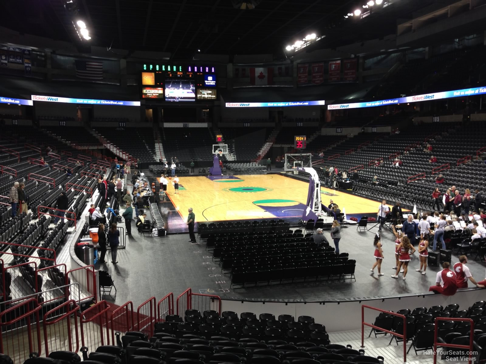 section 121, row p seat view  for basketball - spokane arena