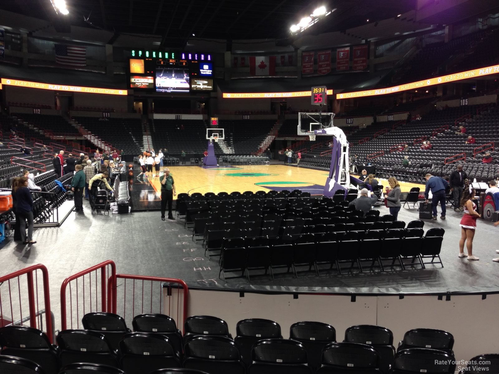 section 121, row f seat view  for basketball - spokane arena