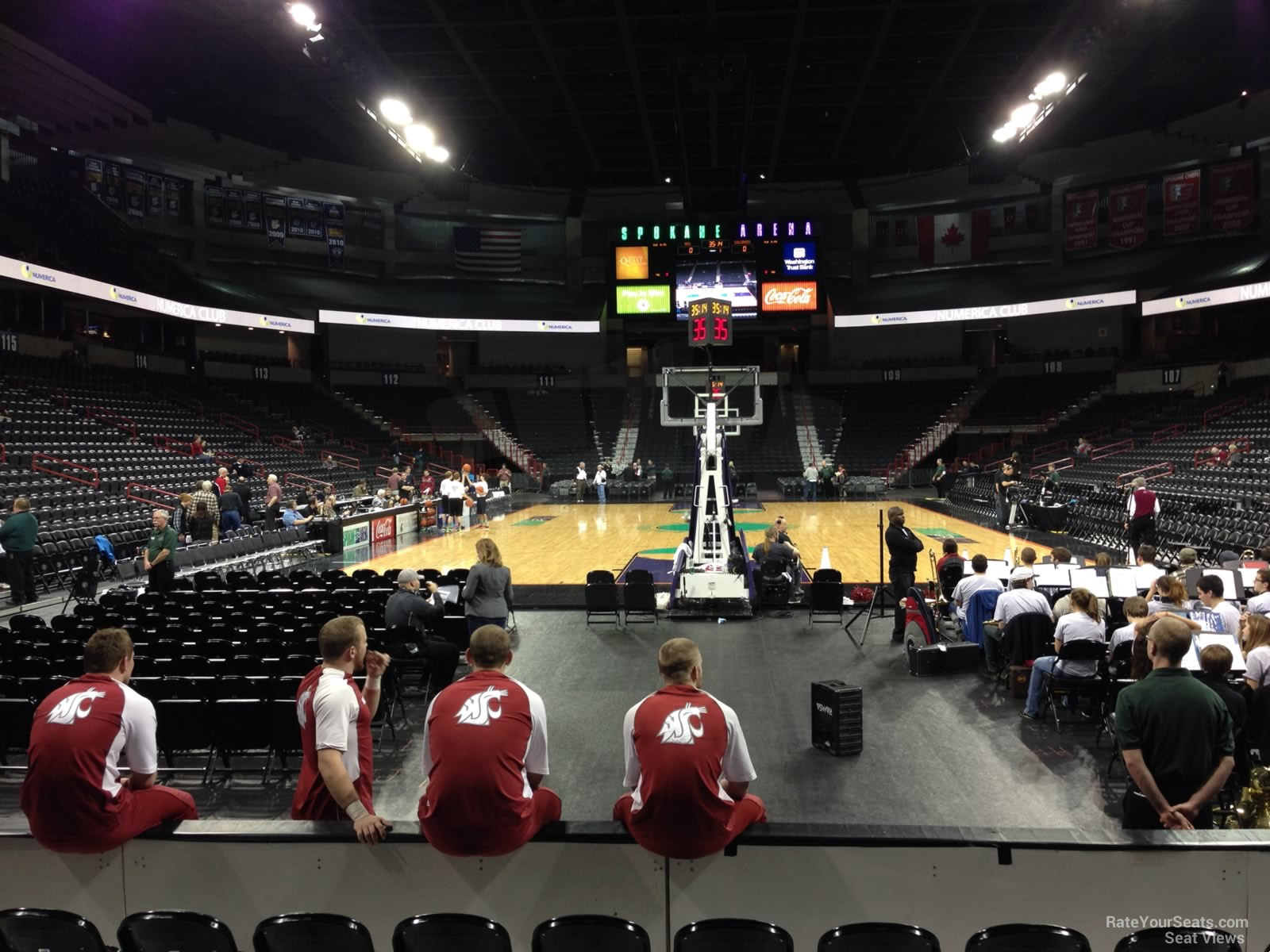 section 122, row f seat view  for basketball - spokane arena