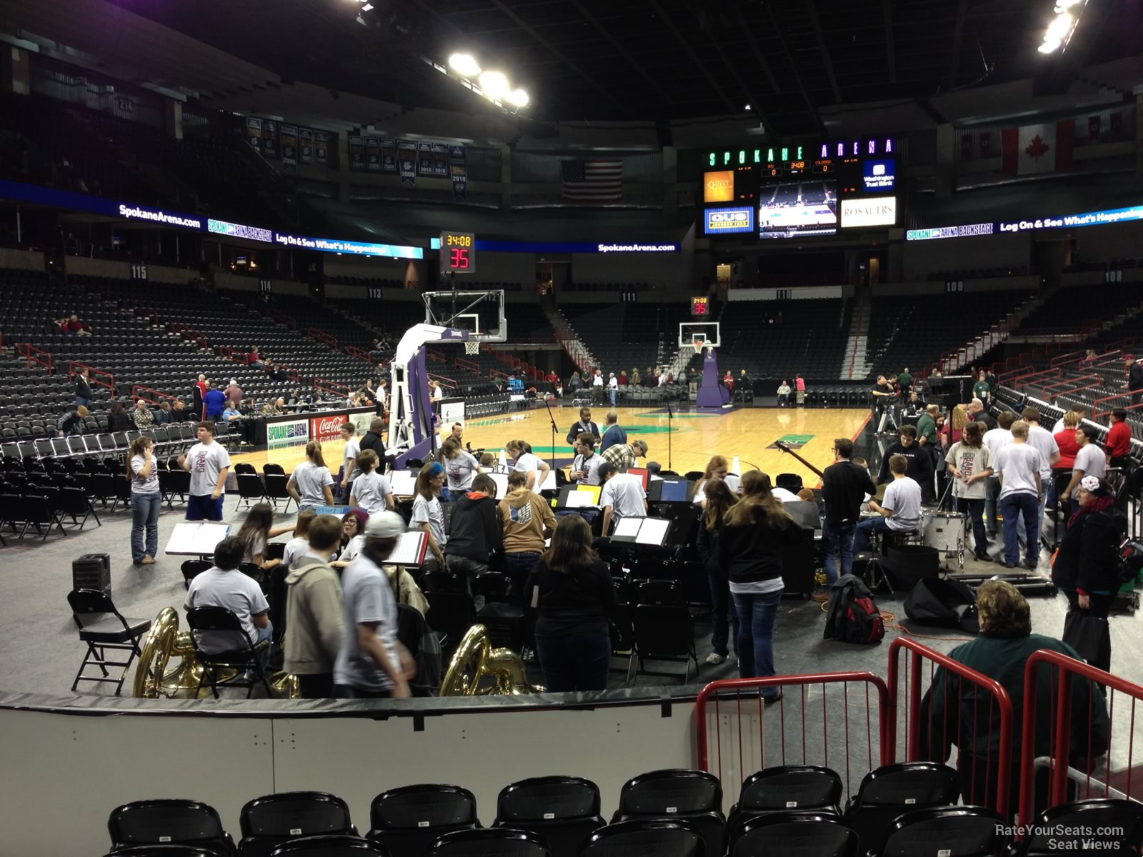 section 123, row f seat view  for basketball - spokane arena