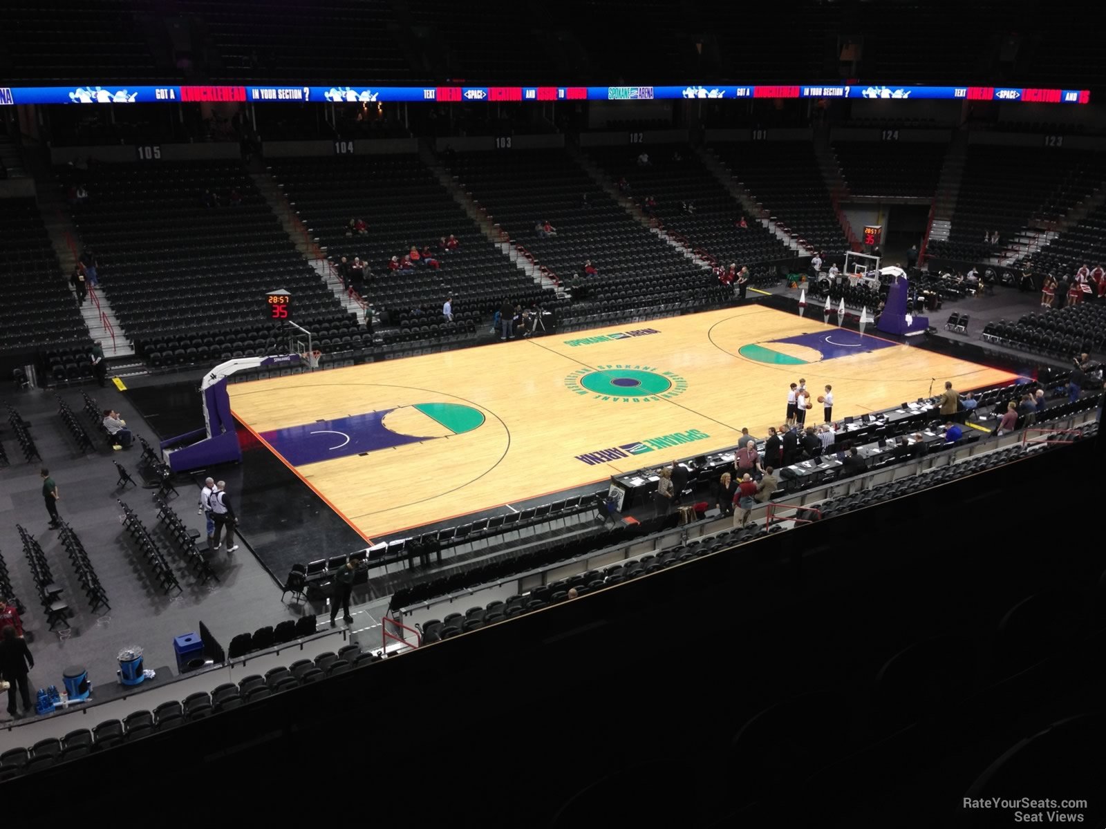 section 214, row c seat view  for basketball - spokane arena