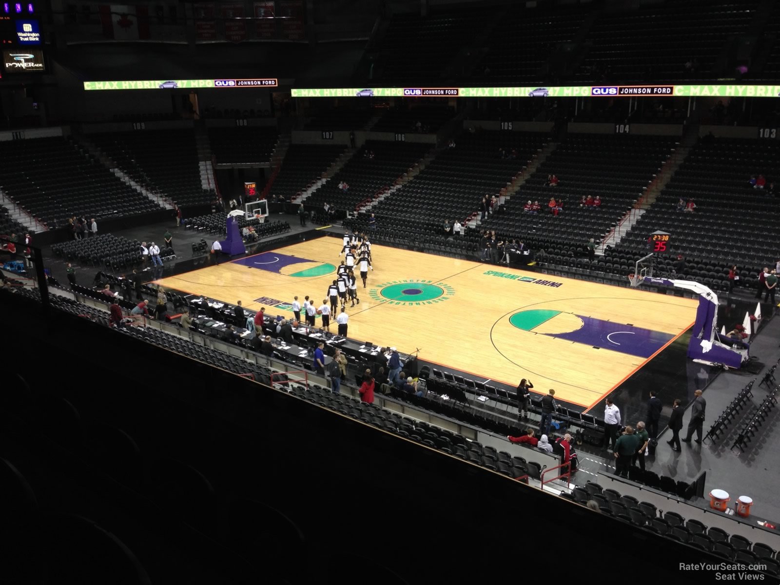 section 218, row c seat view  for basketball - spokane arena