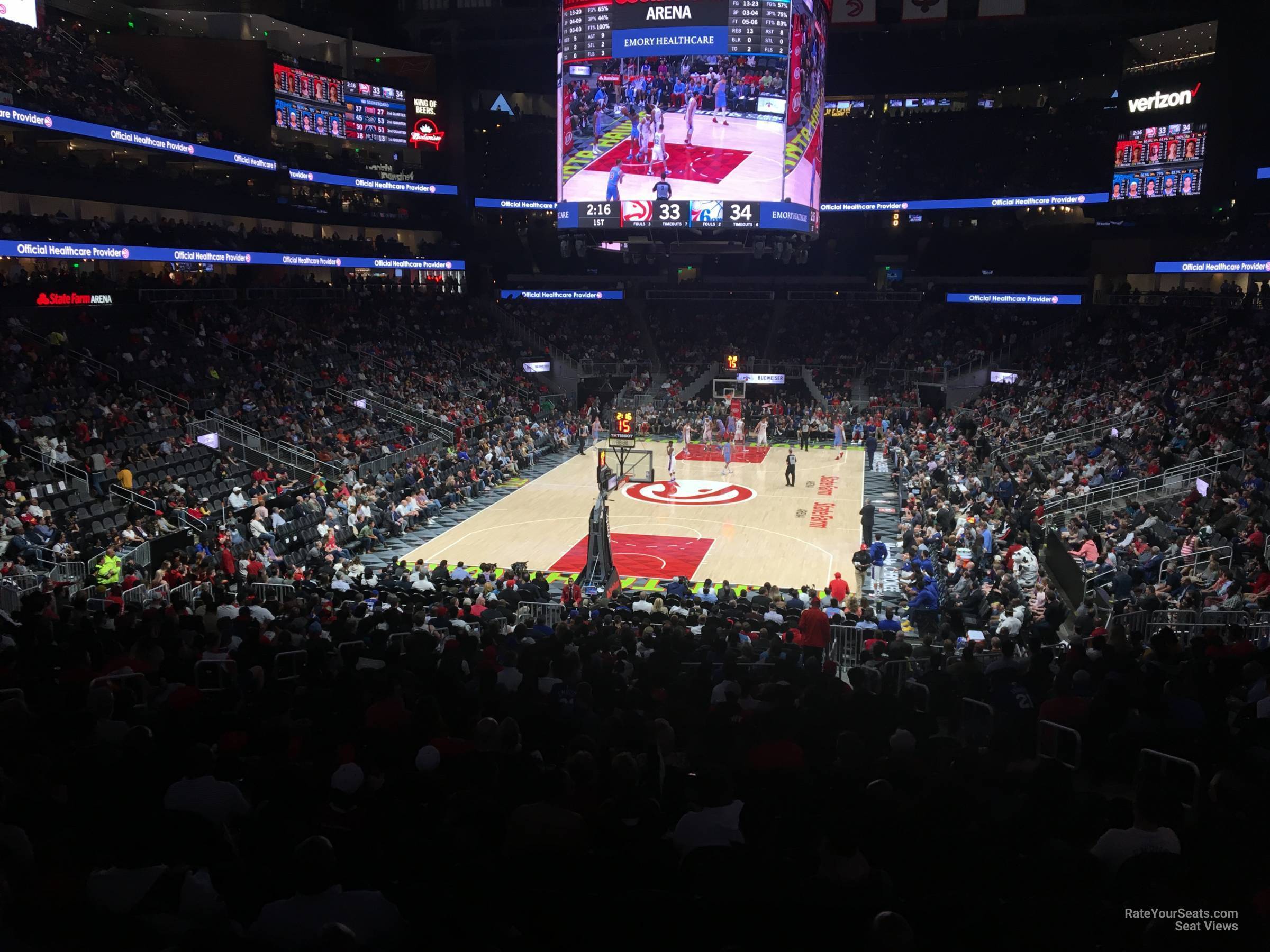 section 102, row u seat view  for basketball - state farm arena