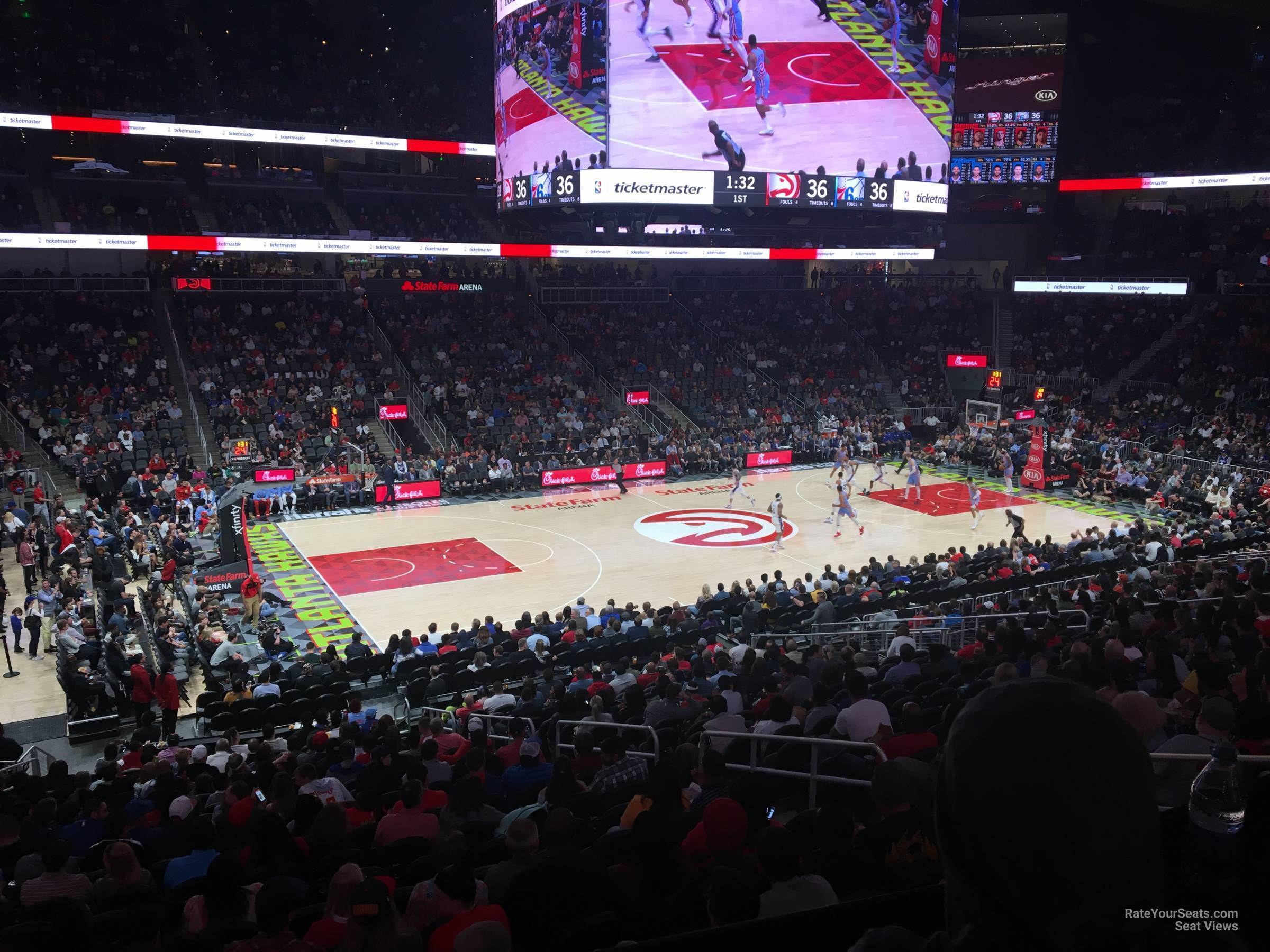 section 110, row x seat view  for basketball - state farm arena
