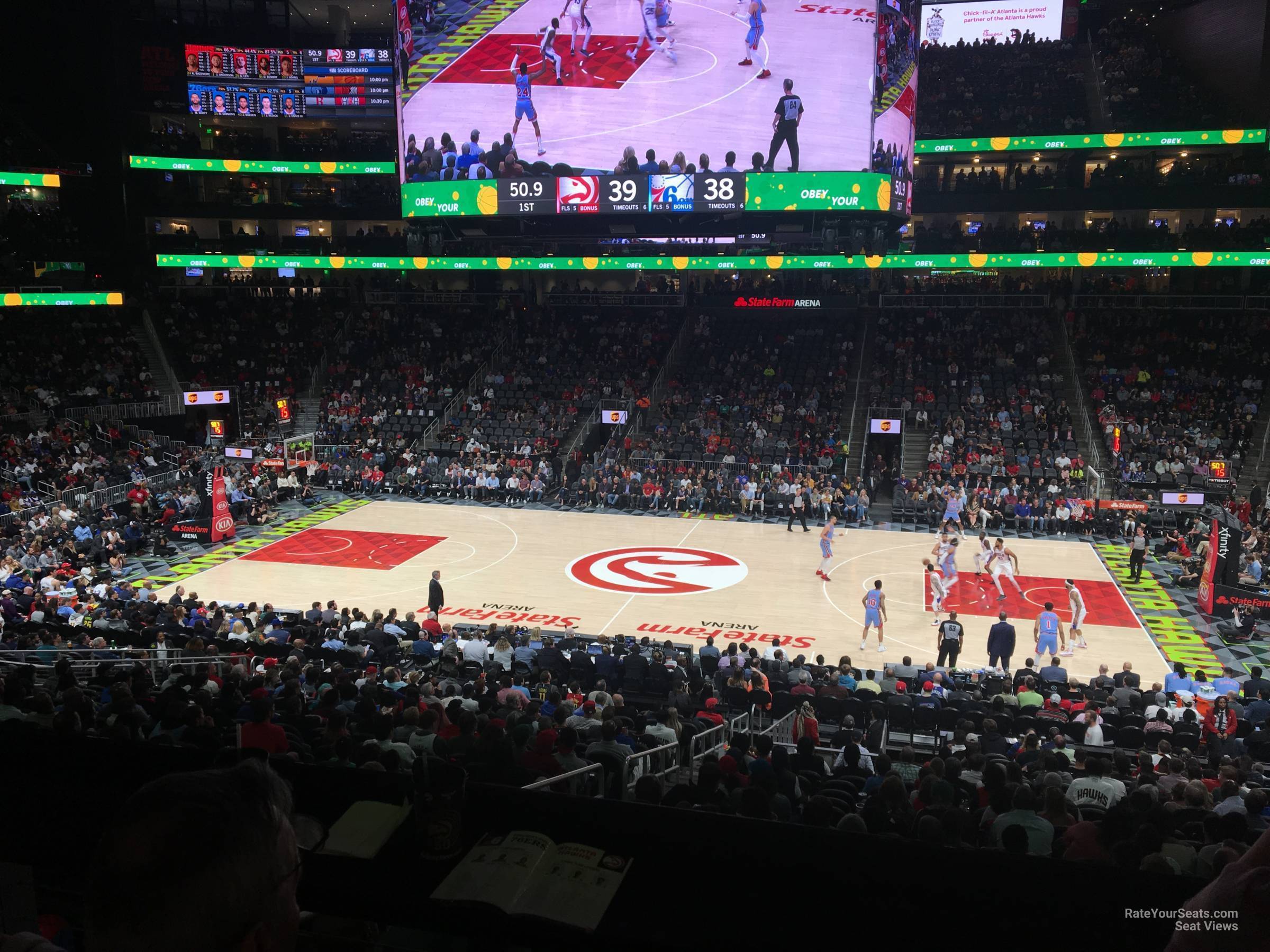 section 118, row x seat view  for basketball - state farm arena