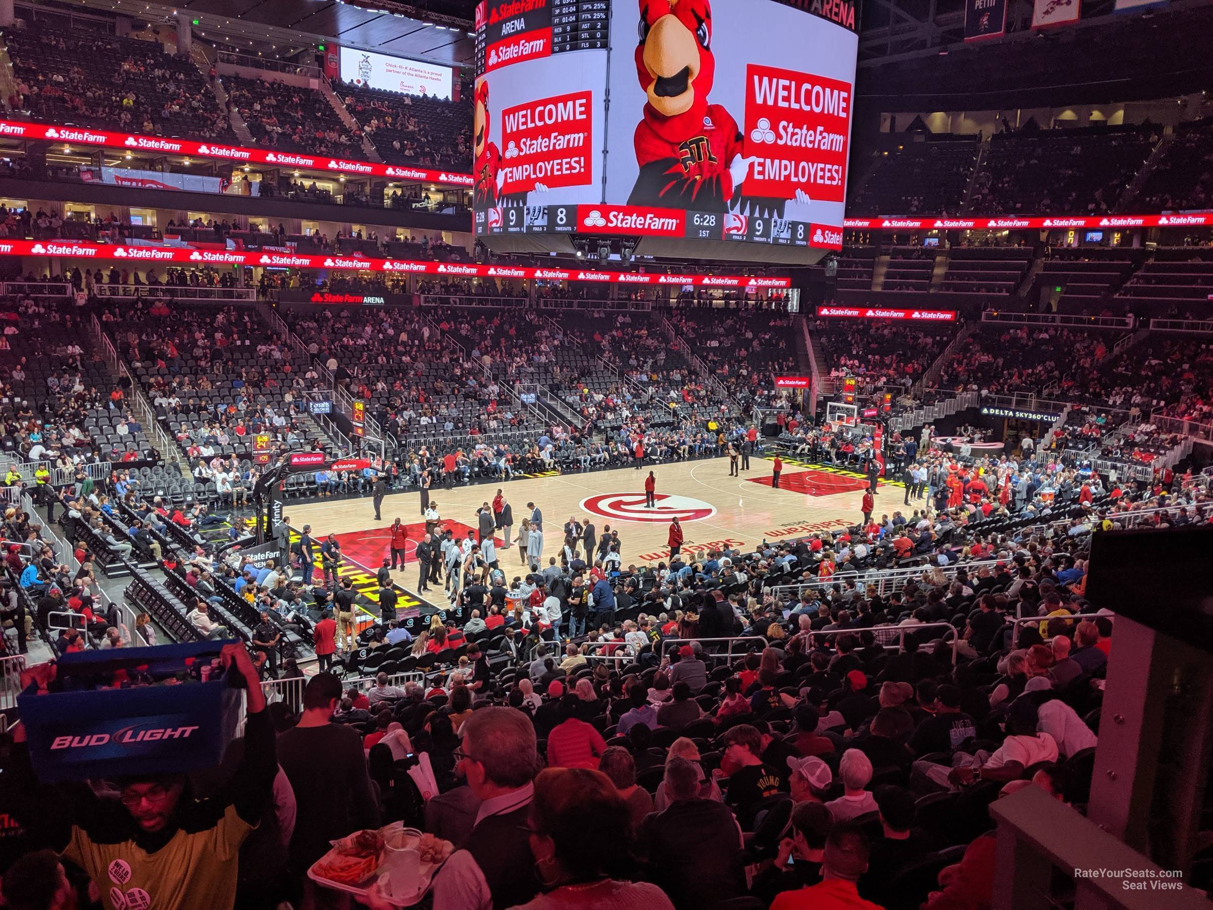 section 121, row x seat view  for basketball - state farm arena