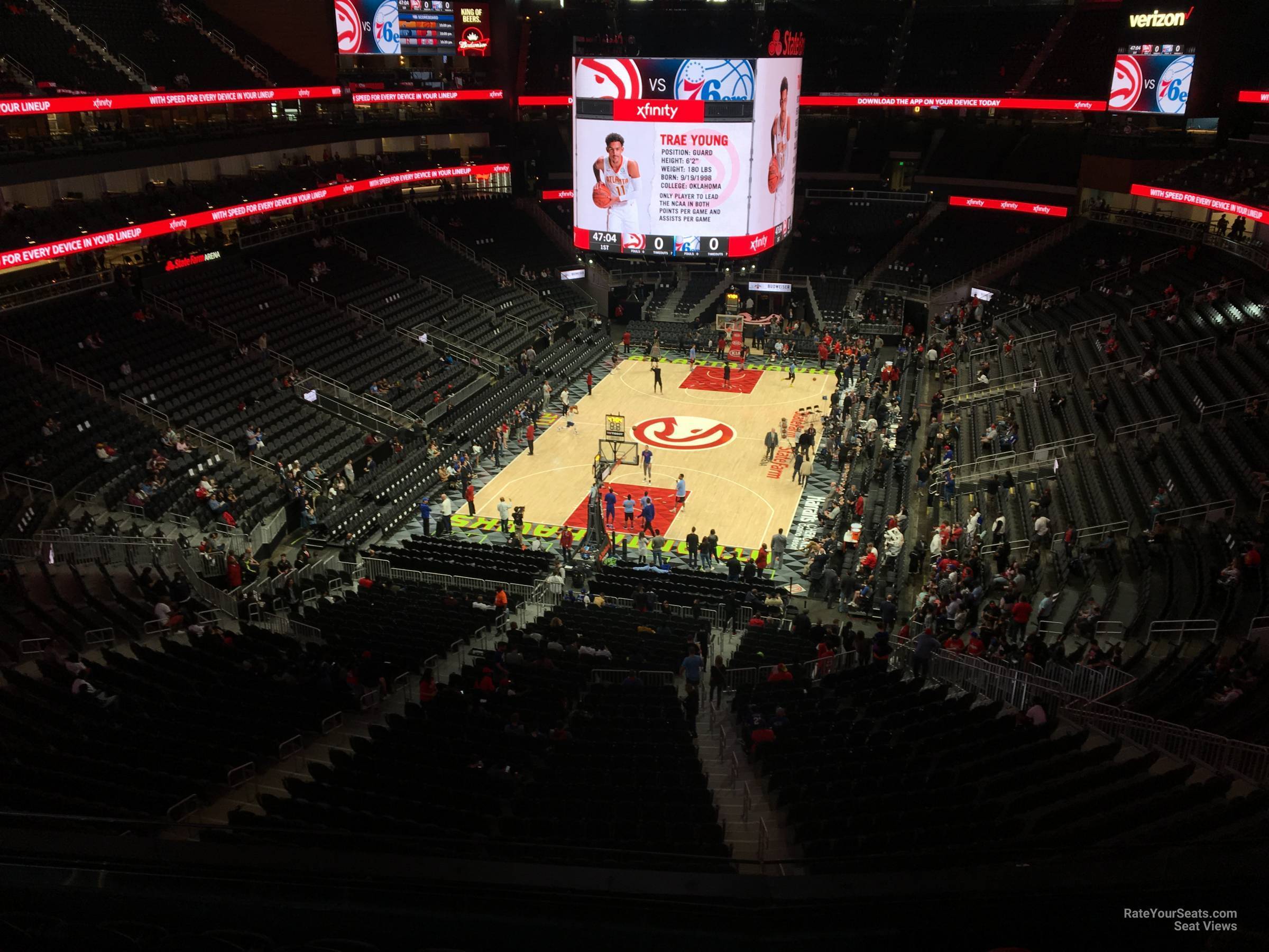 section 202, row g seat view  for basketball - state farm arena