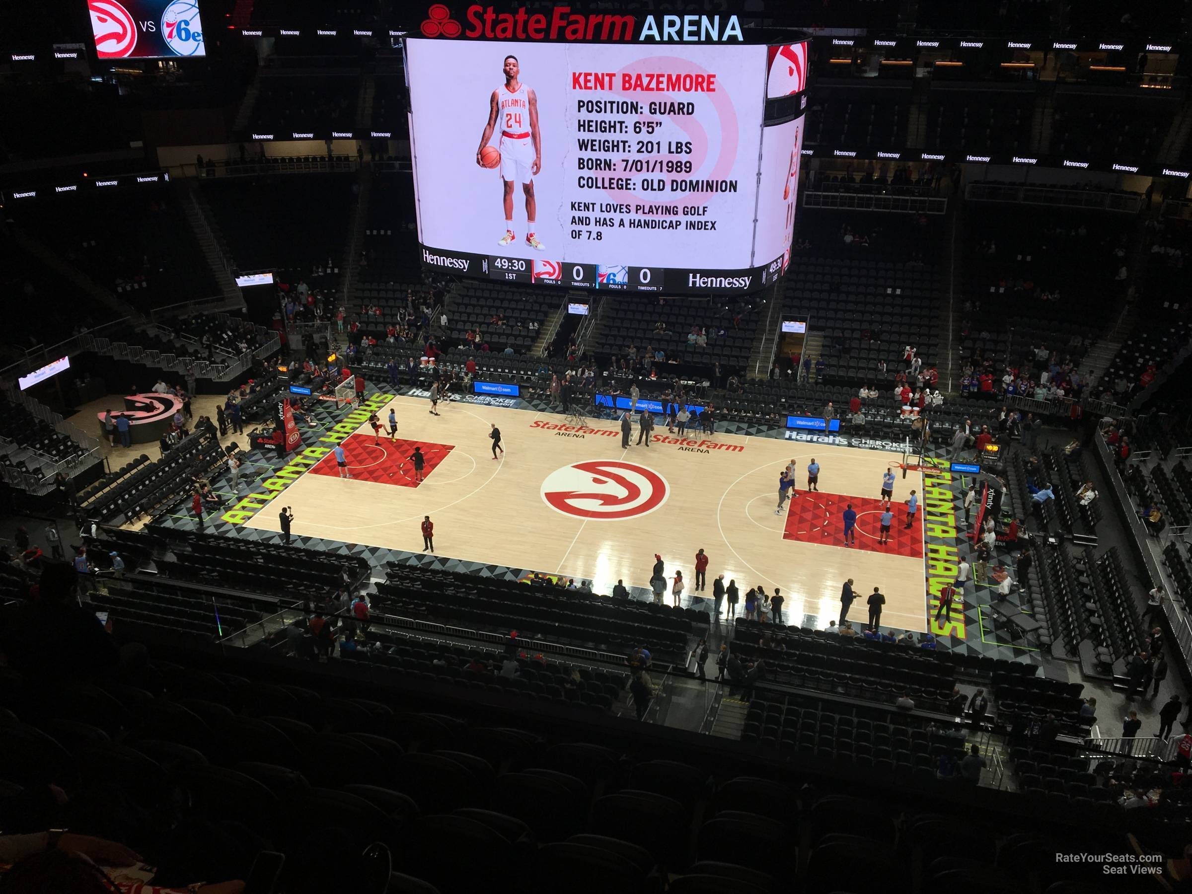 section 208, row g seat view  for basketball - state farm arena
