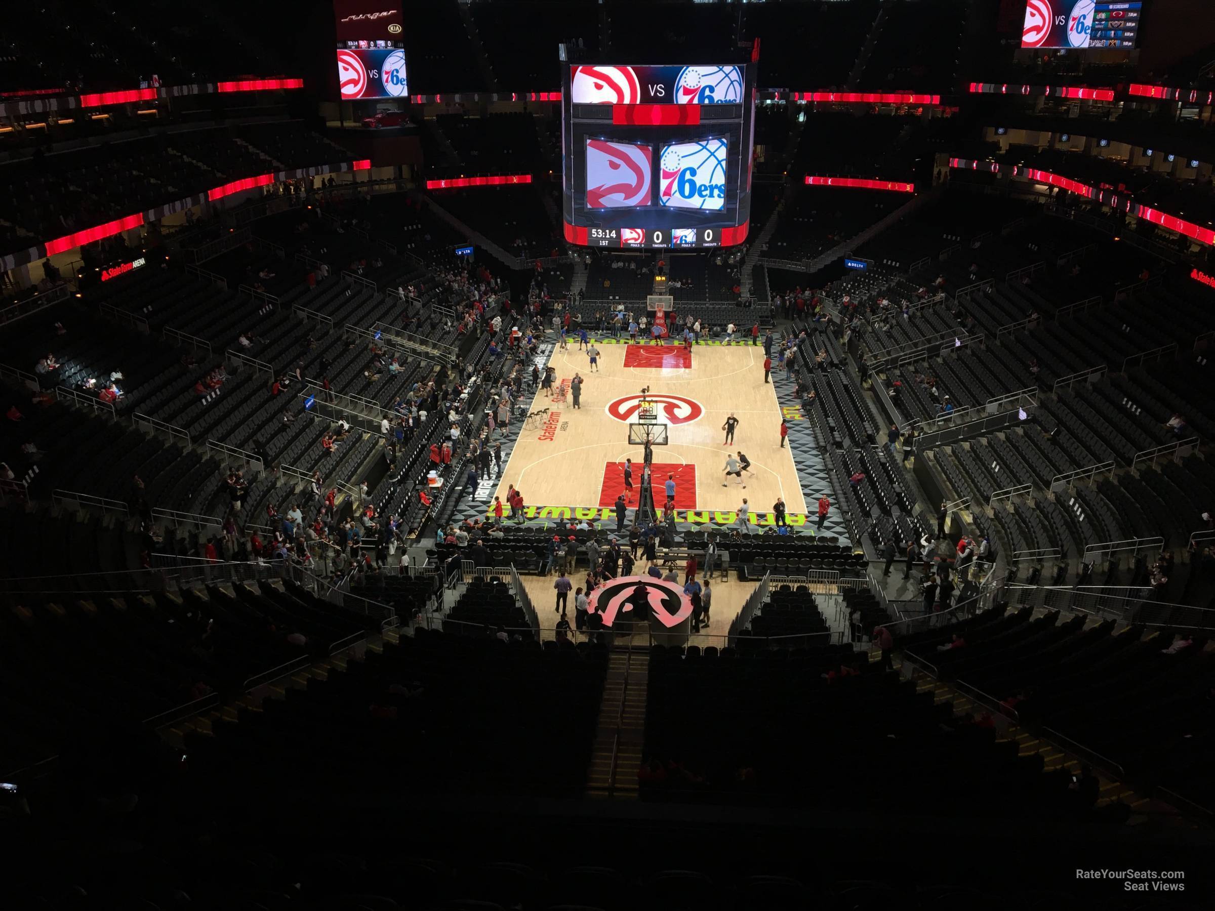section 215, row g seat view for basketball - state farm arena