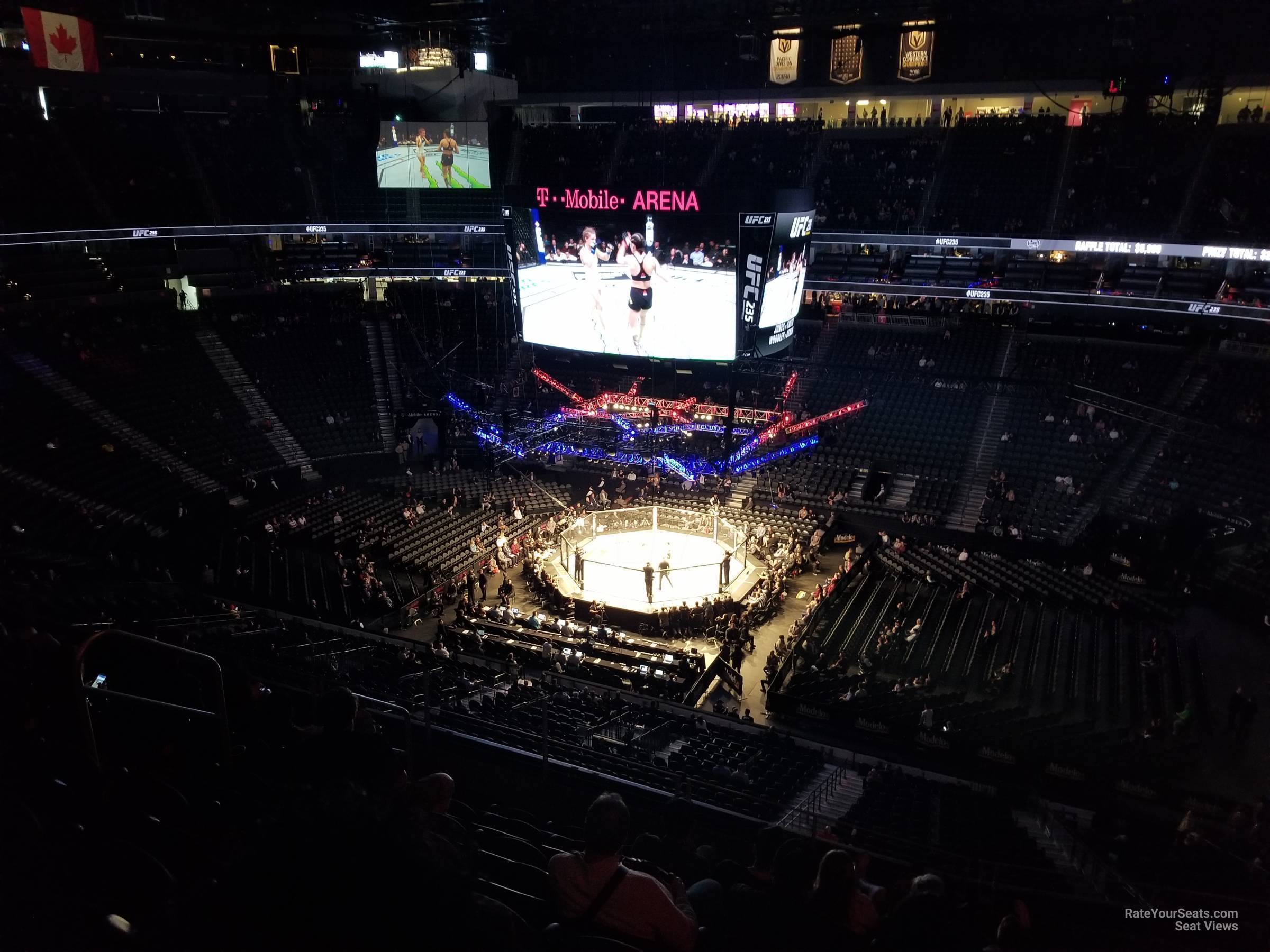 section 225, row j seat view  for fighting - t-mobile arena