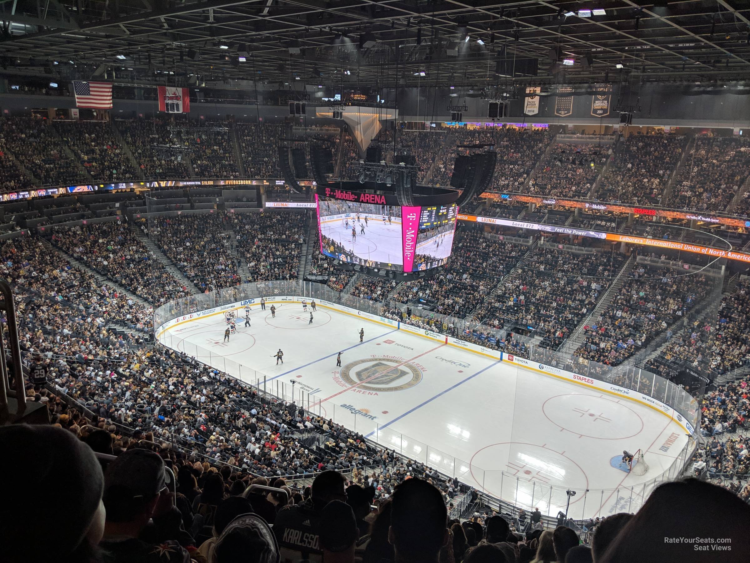 section 227, row r seat view  for hockey - t-mobile arena