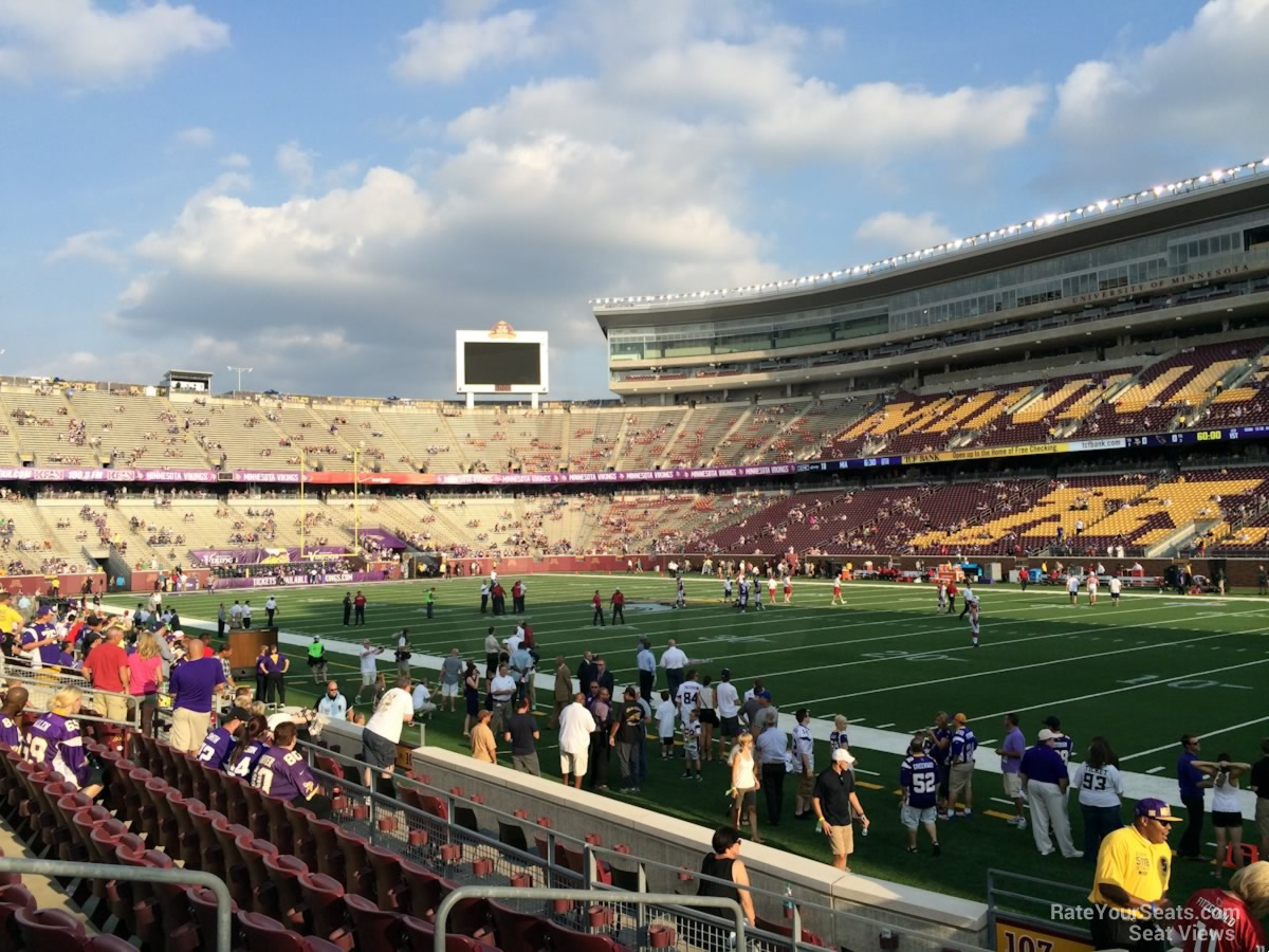 section 105, row 10 seat view for football - huntington bank stadium