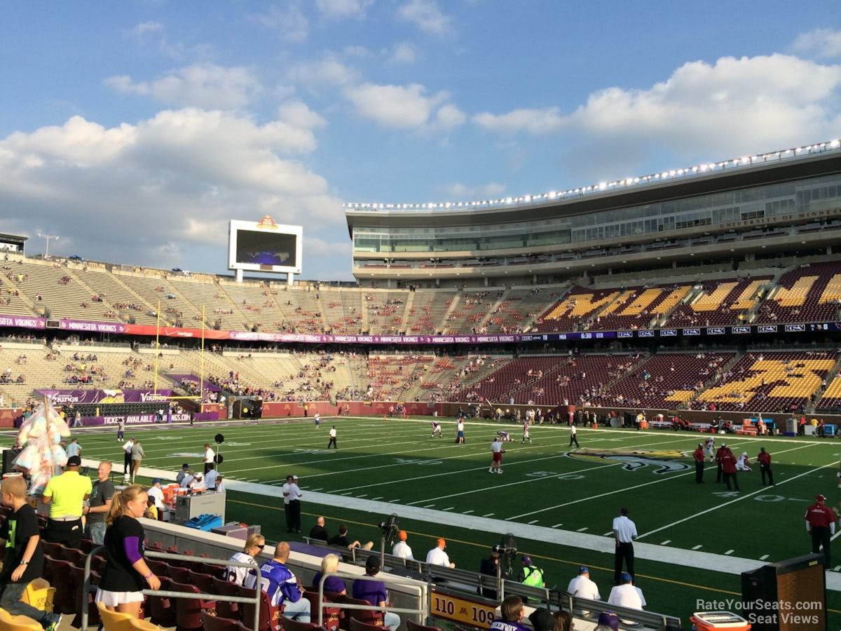 section 109, row 10 seat view  - huntington bank stadium