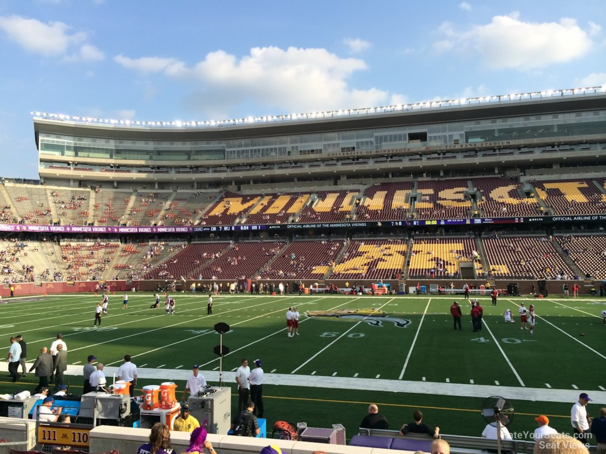 section 110, row 10 seat view  - huntington bank stadium