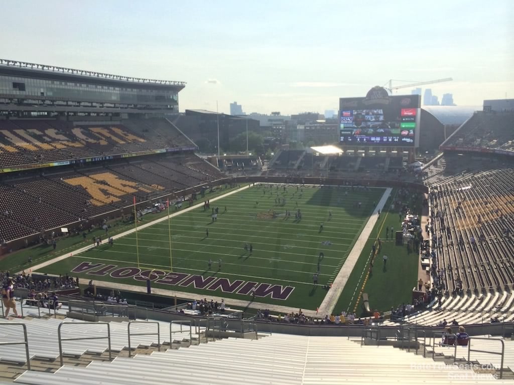 section 222, row 28 seat view for football - huntington bank stadium