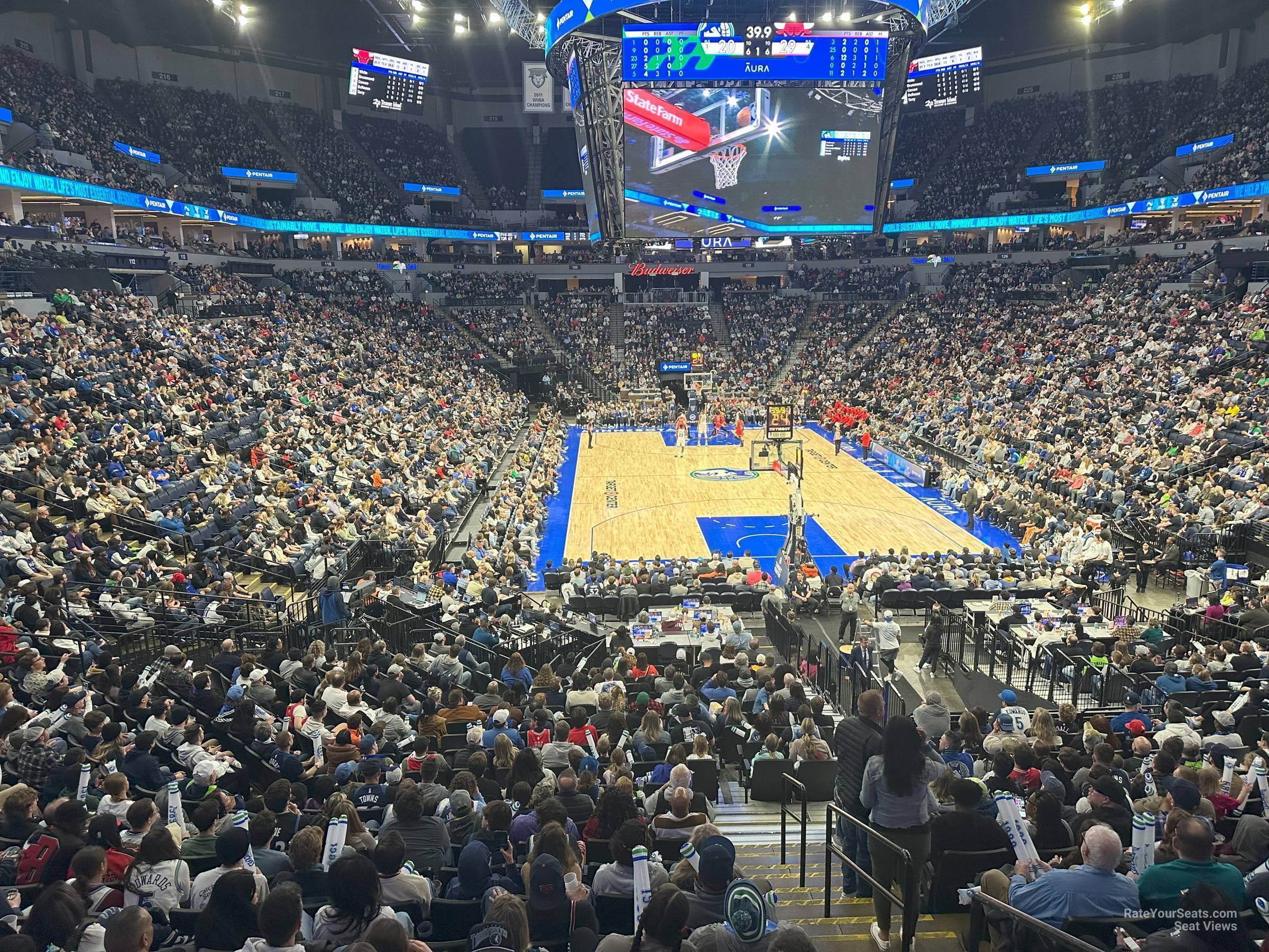 section 104, row r seat view  for basketball - target center