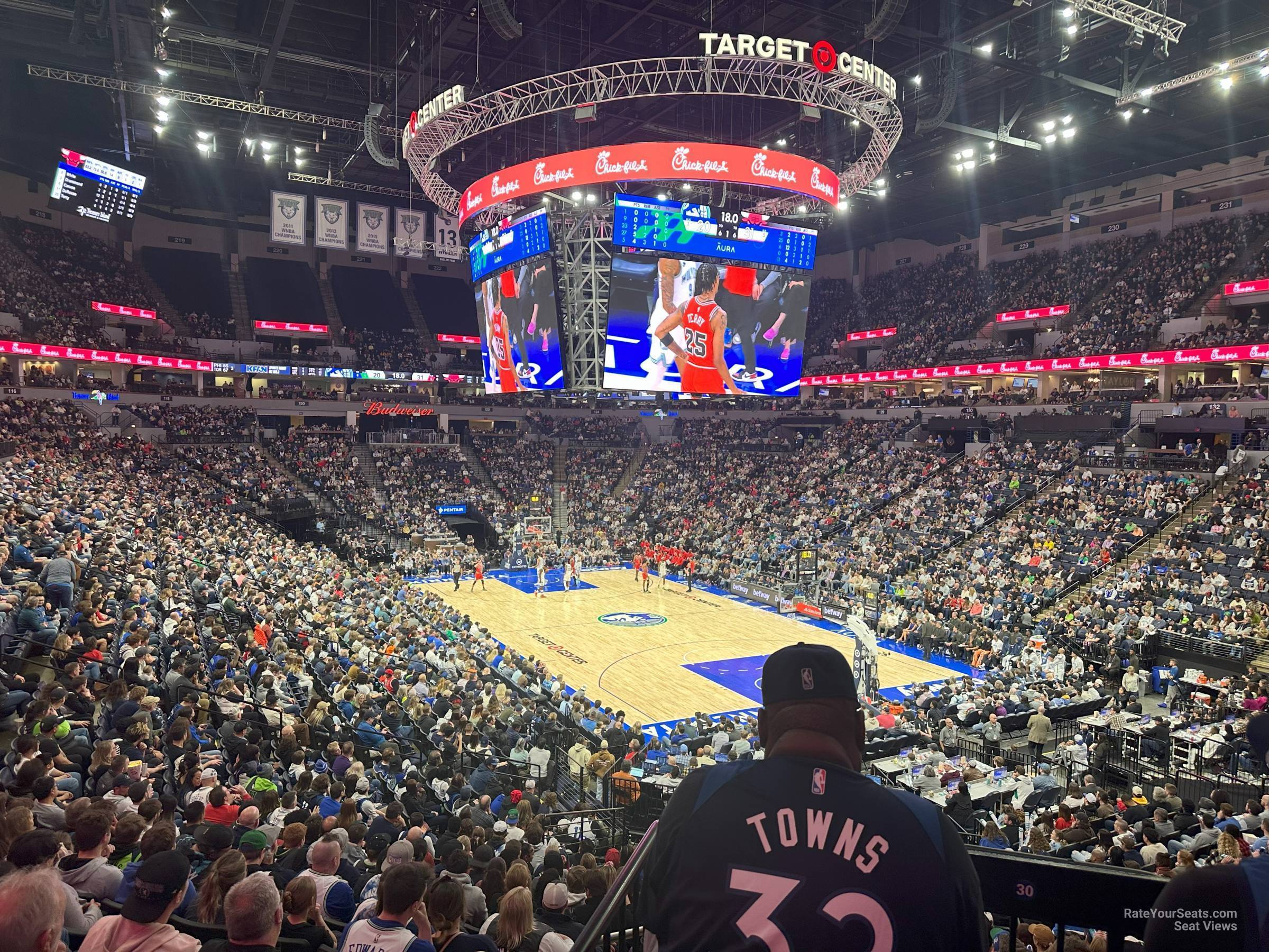 section 106, row t seat view  for basketball - target center