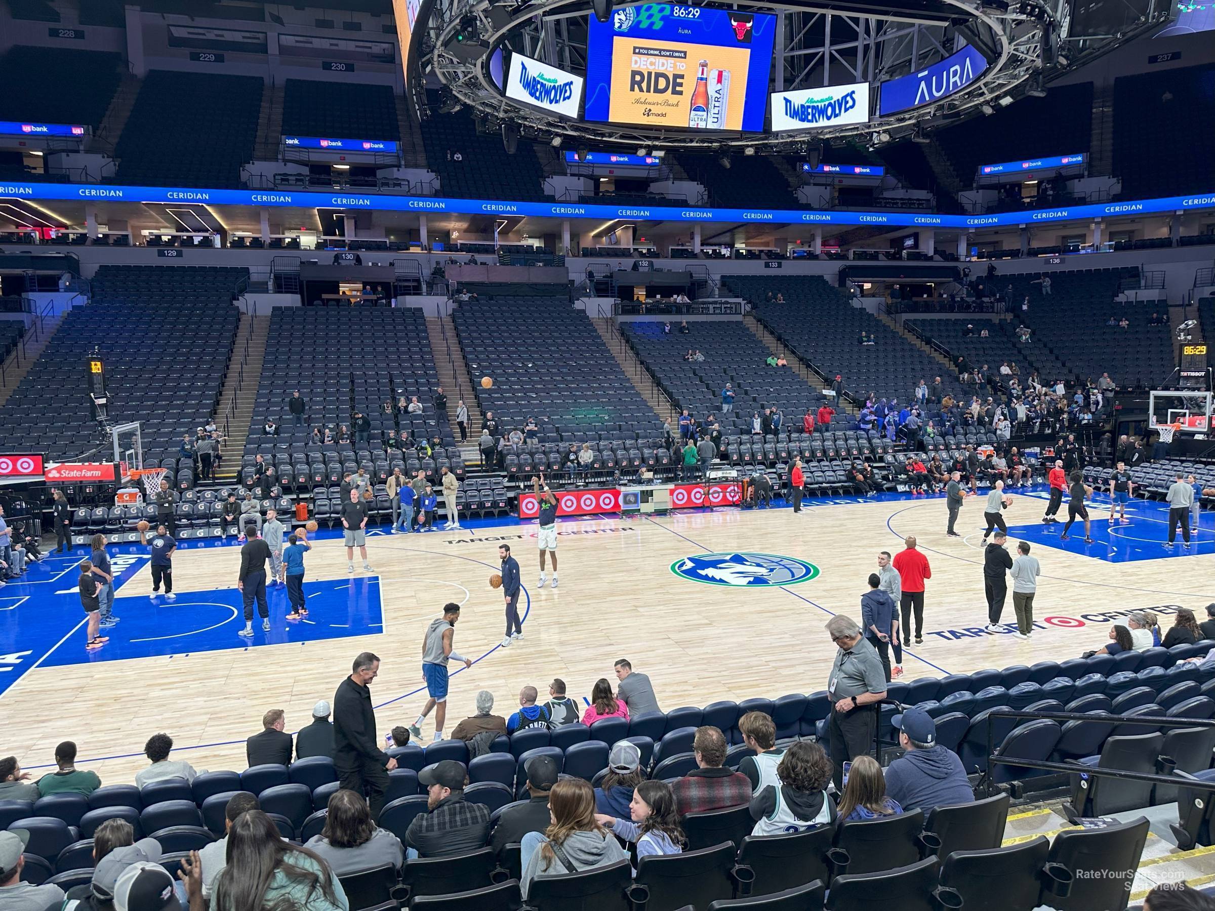 section 112, row f seat view  for basketball - target center