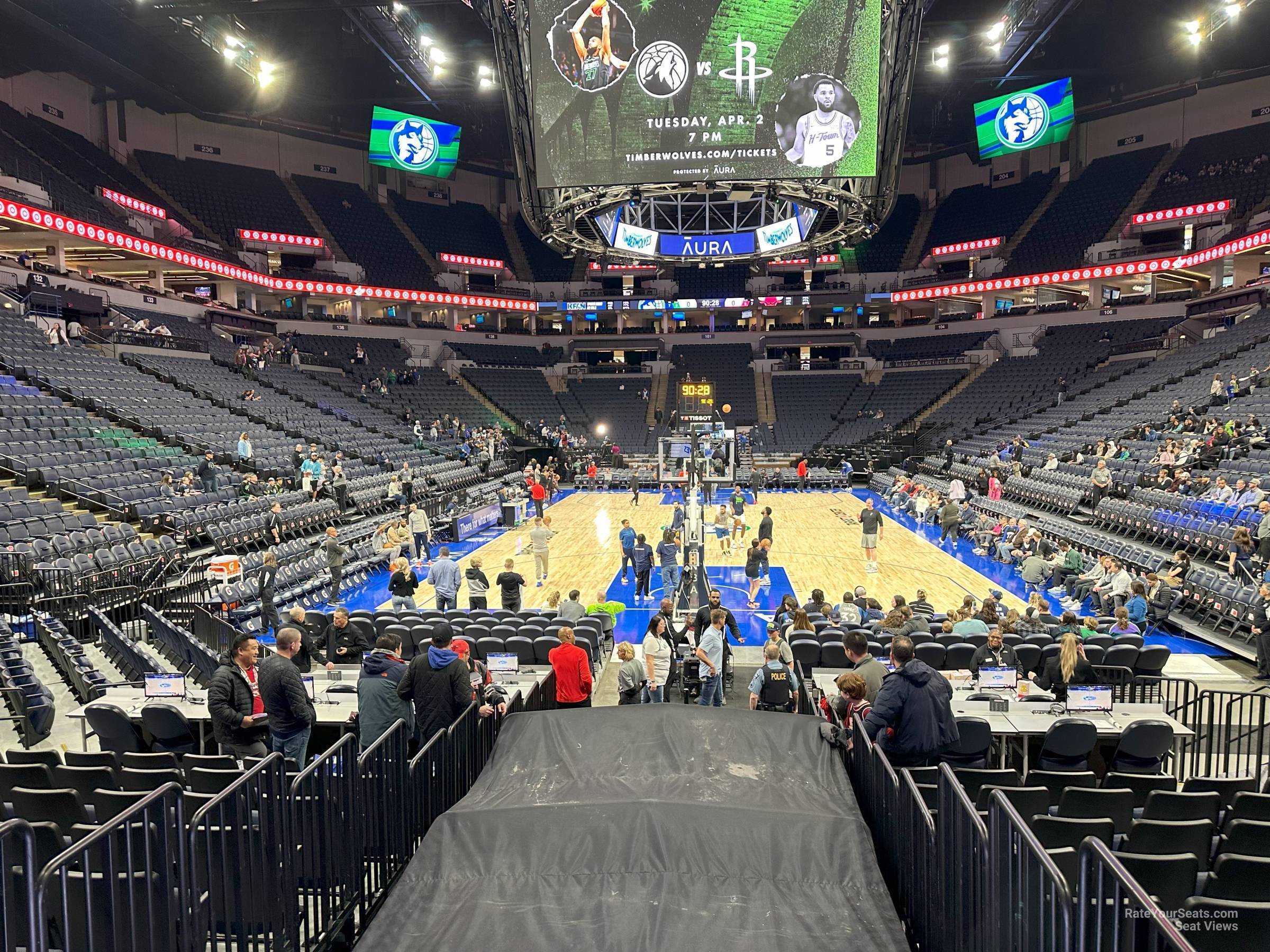 section 121, row f seat view  for basketball - target center