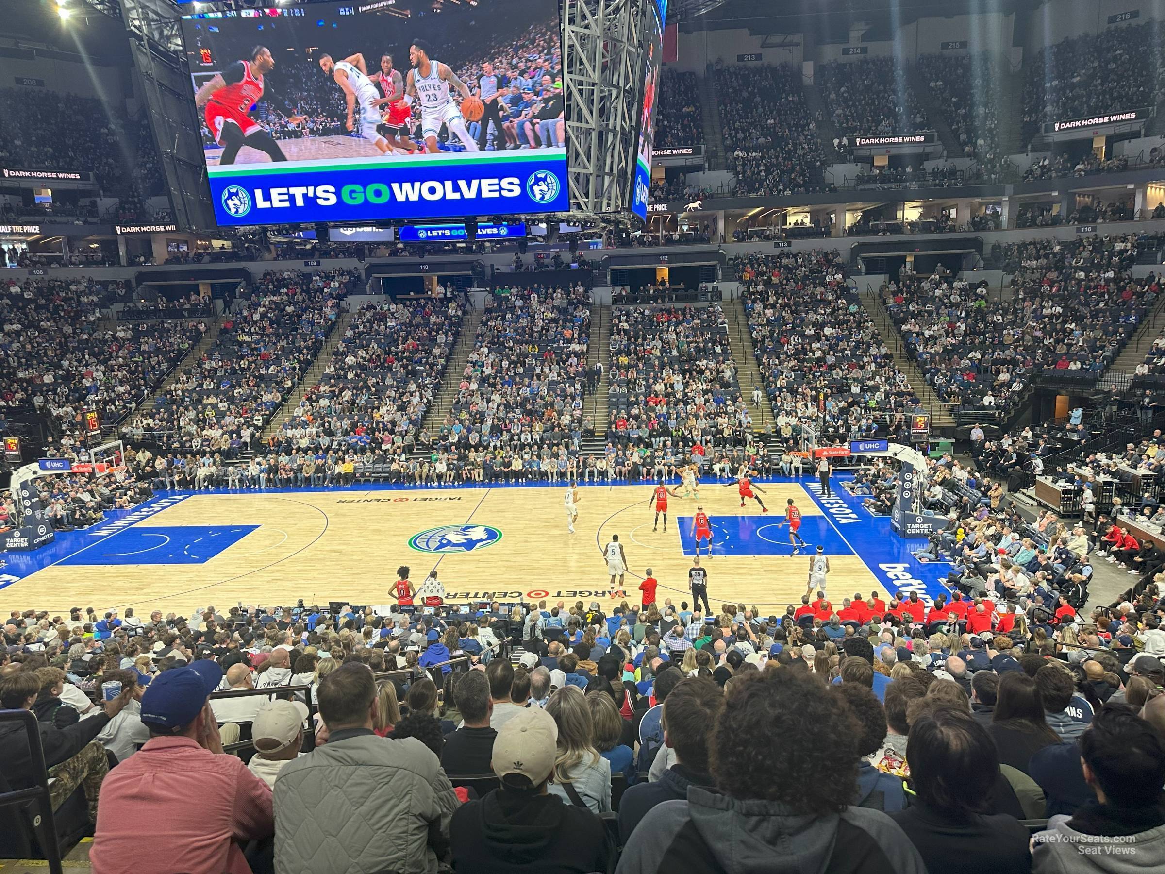 section 130, row u seat view  for basketball - target center