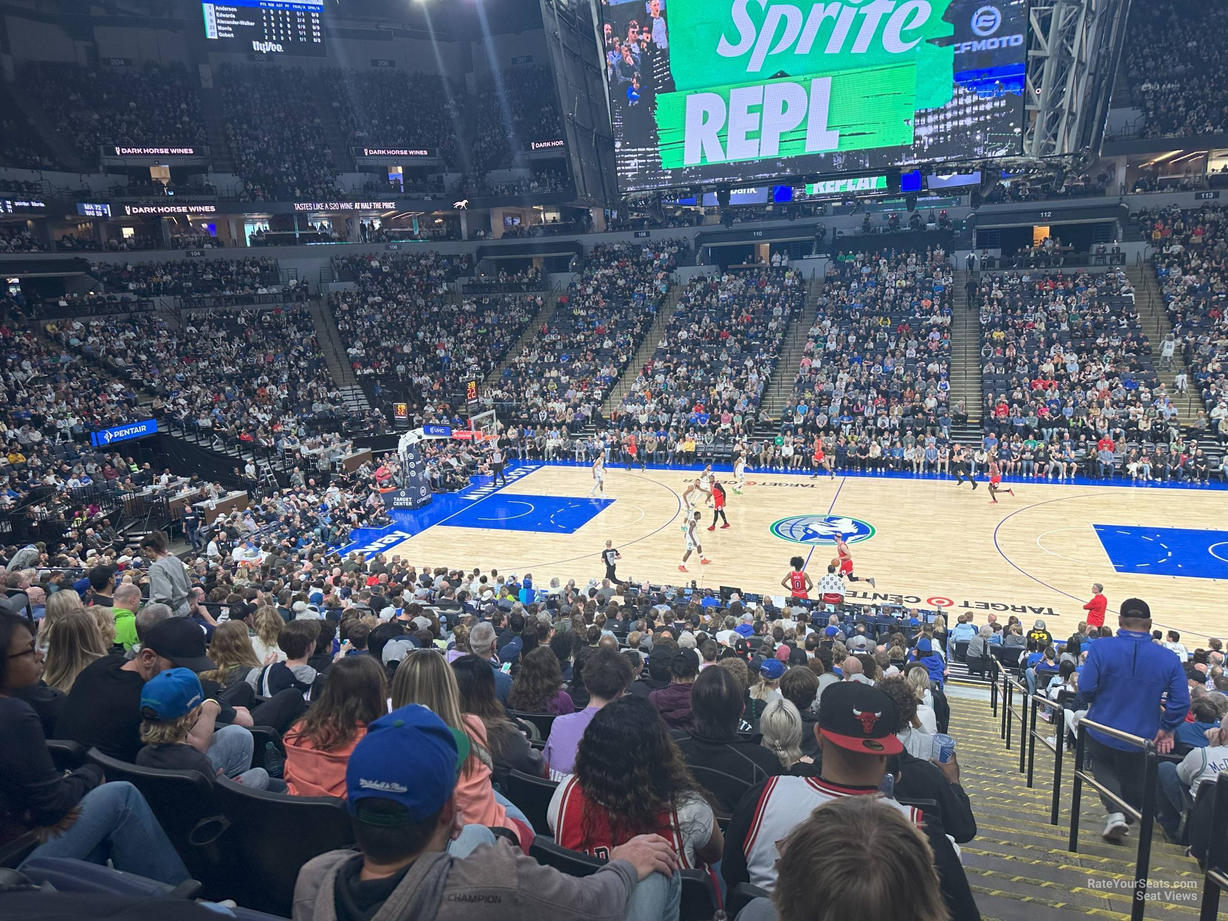 section 131, row u seat view  for basketball - target center