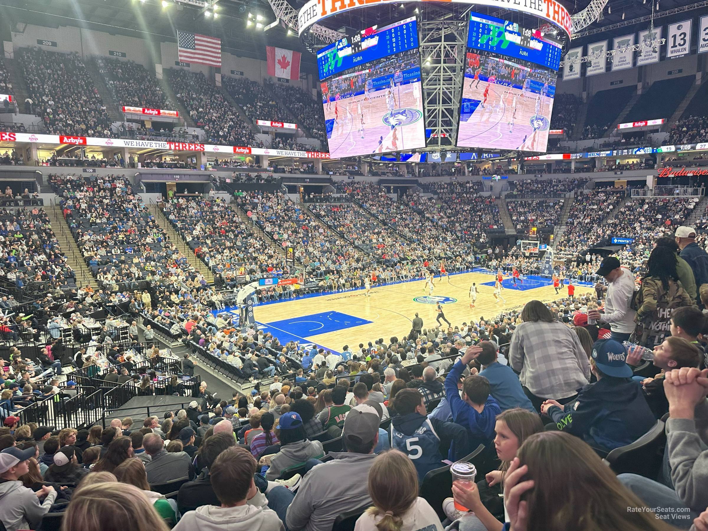 section 136, row r seat view  for basketball - target center