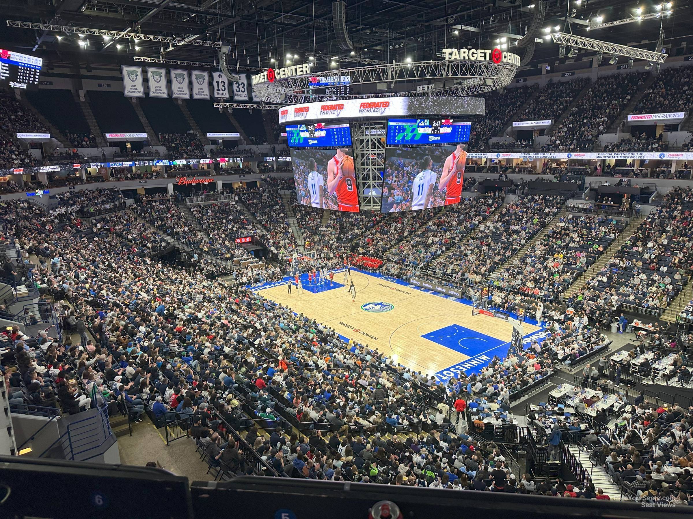 section 206, row c seat view  for basketball - target center