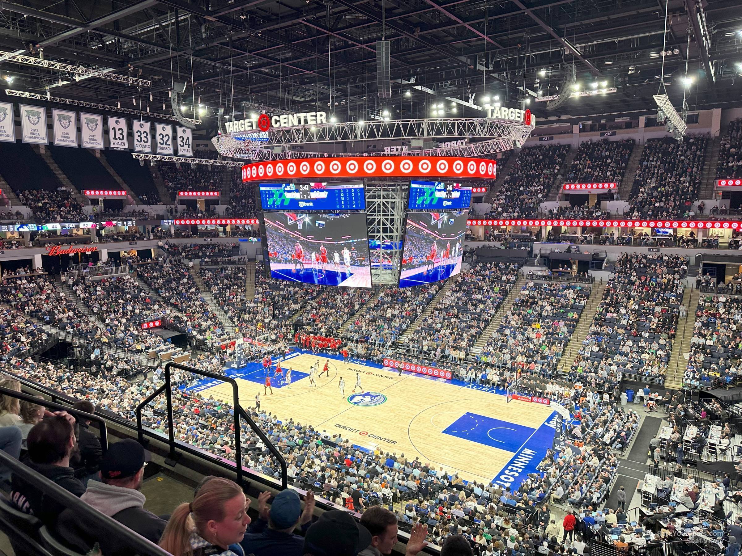 section 208, row c seat view  for basketball - target center