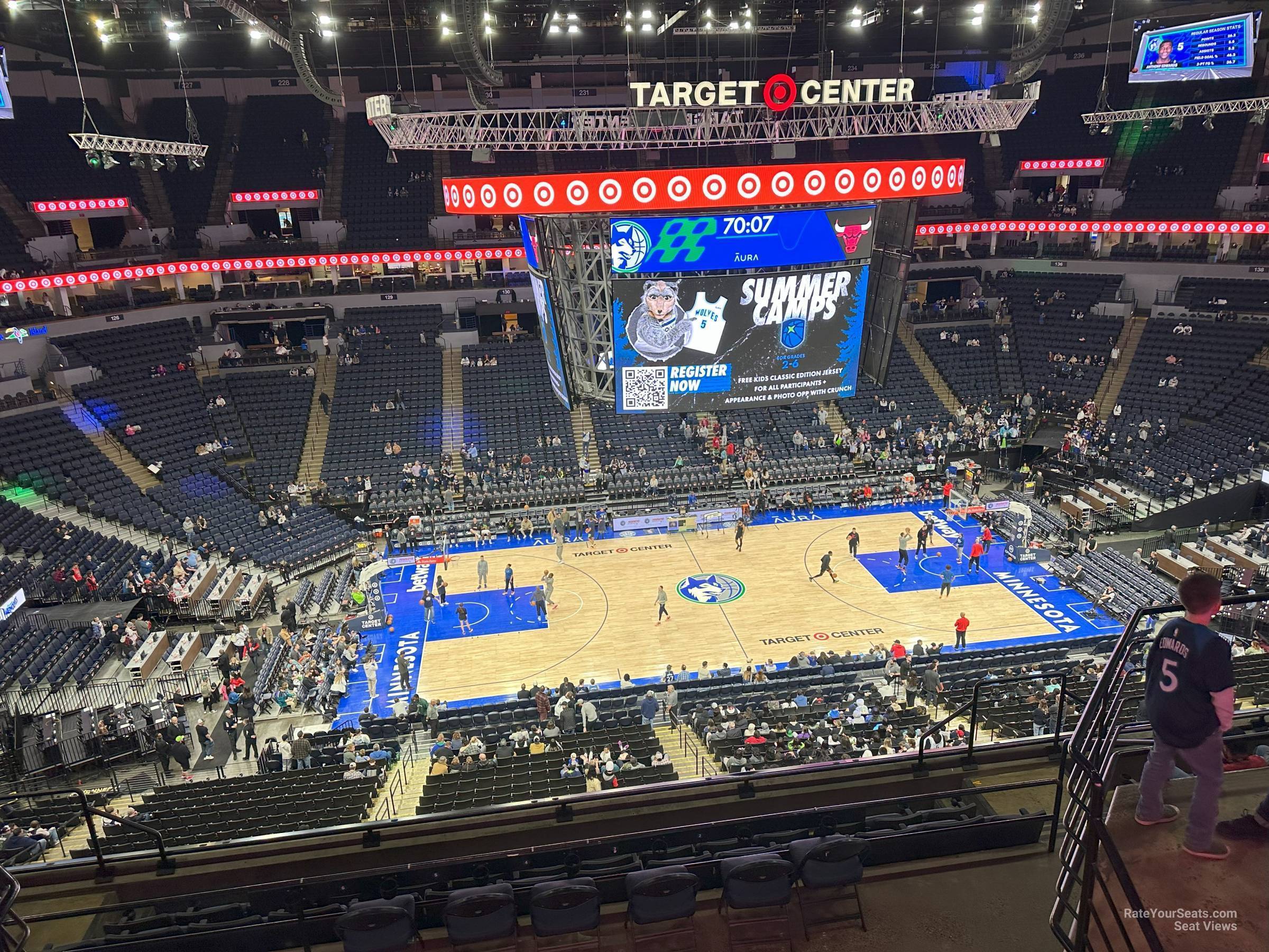 section 212, row j seat view  for basketball - target center