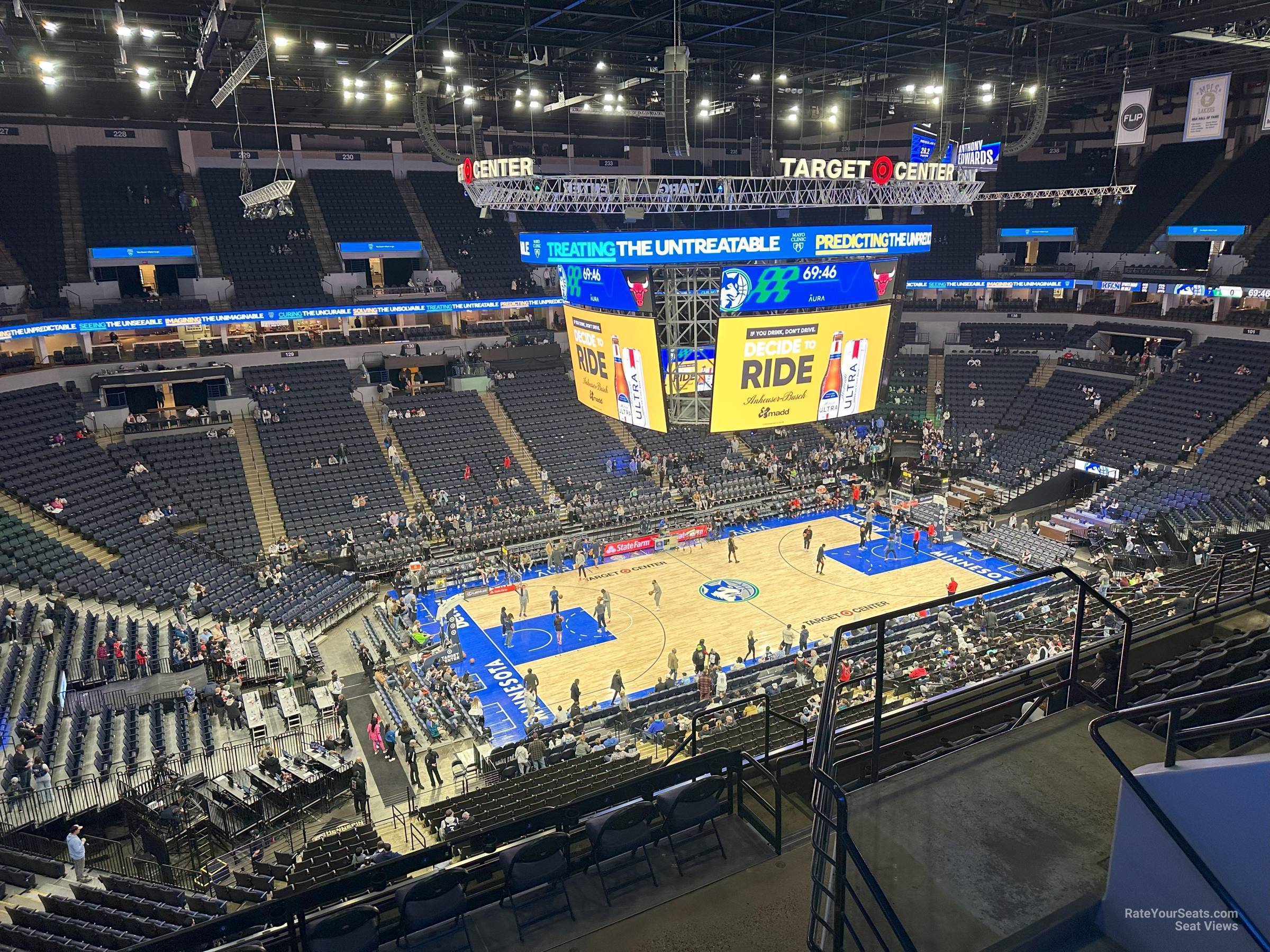 section 214, row j seat view  for basketball - target center