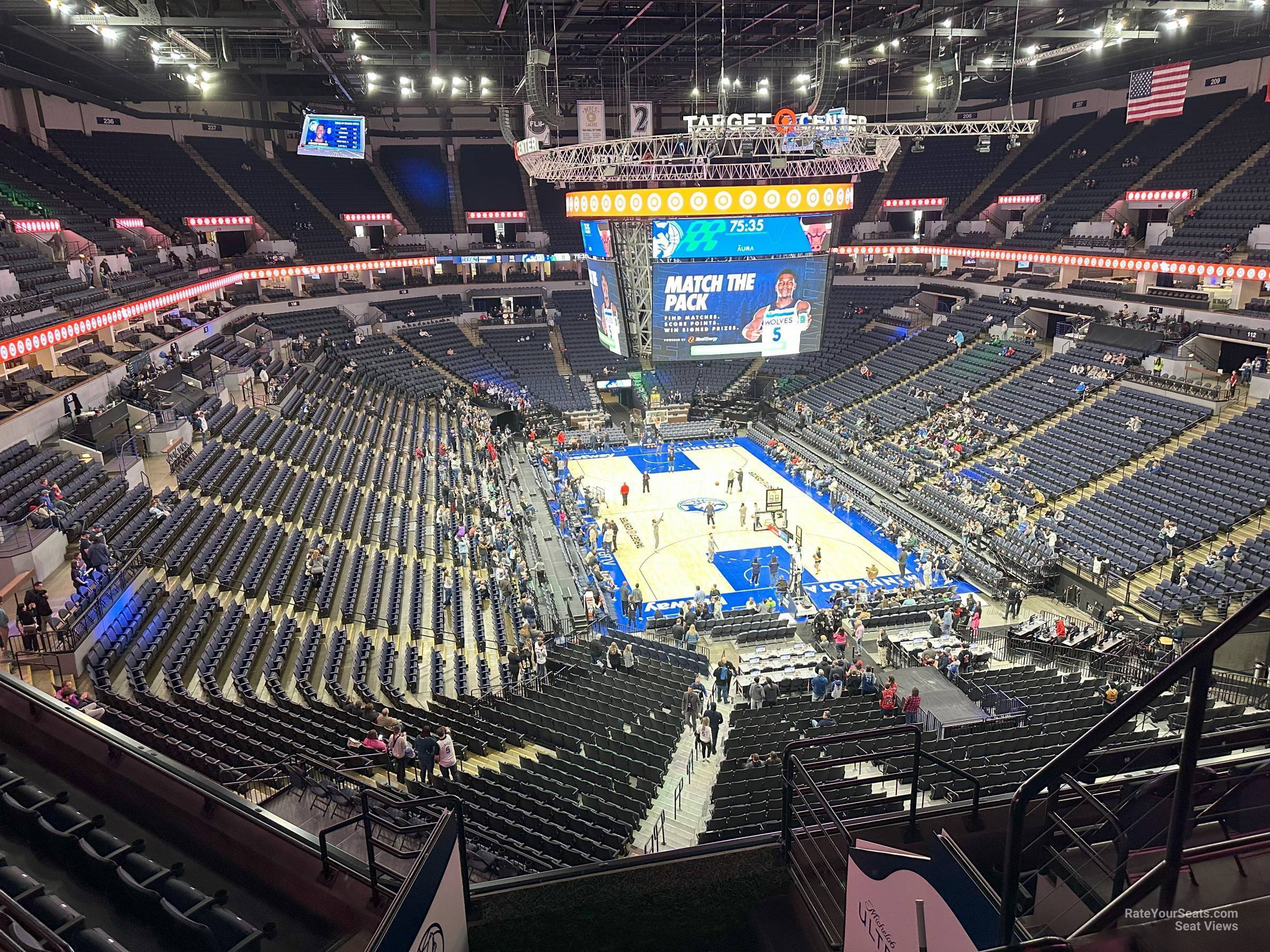 section 223, row g seat view  for basketball - target center