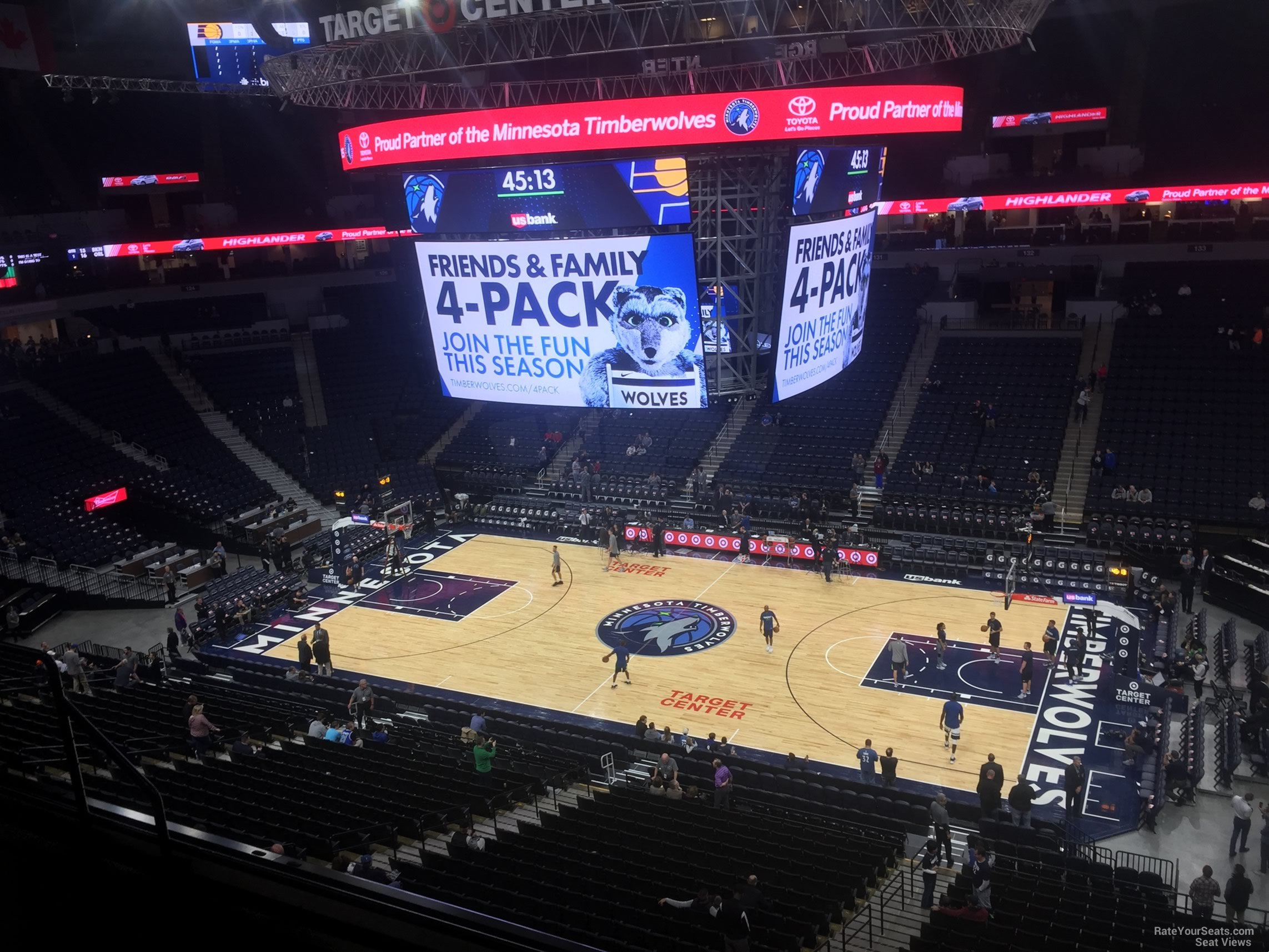 section 208, row d seat view  for basketball - target center