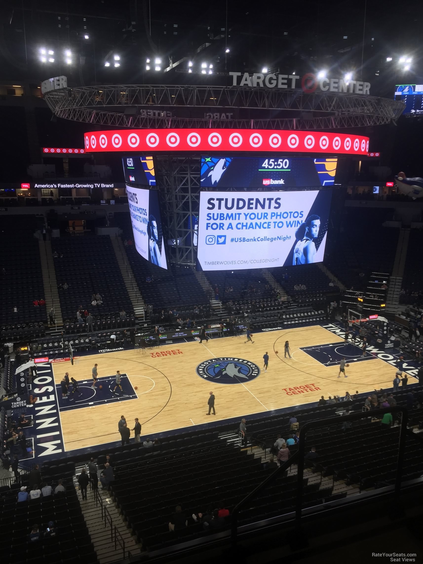 section 214, row d seat view  for basketball - target center