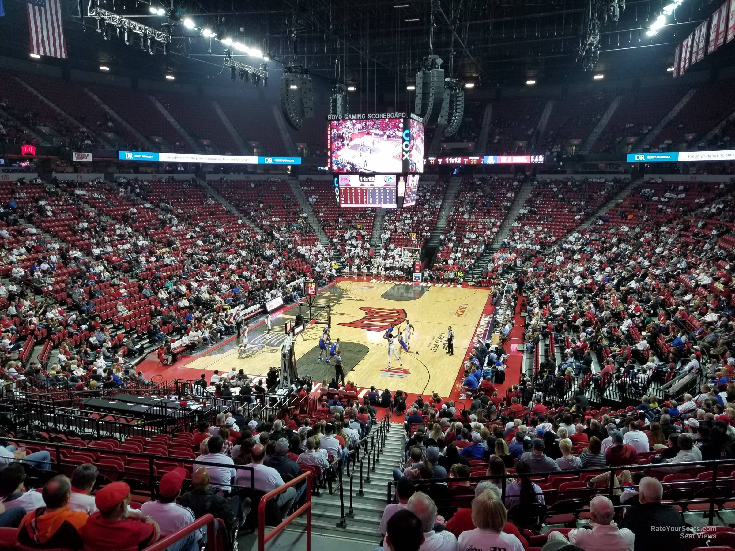 section 121, row v seat view  - thomas and mack center