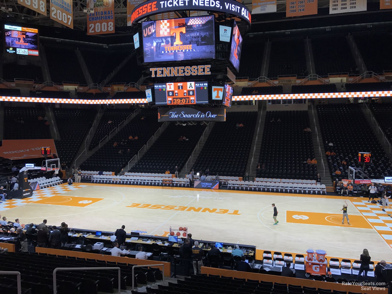 section 104, row 17 seat view  for basketball - thompson-boling arena